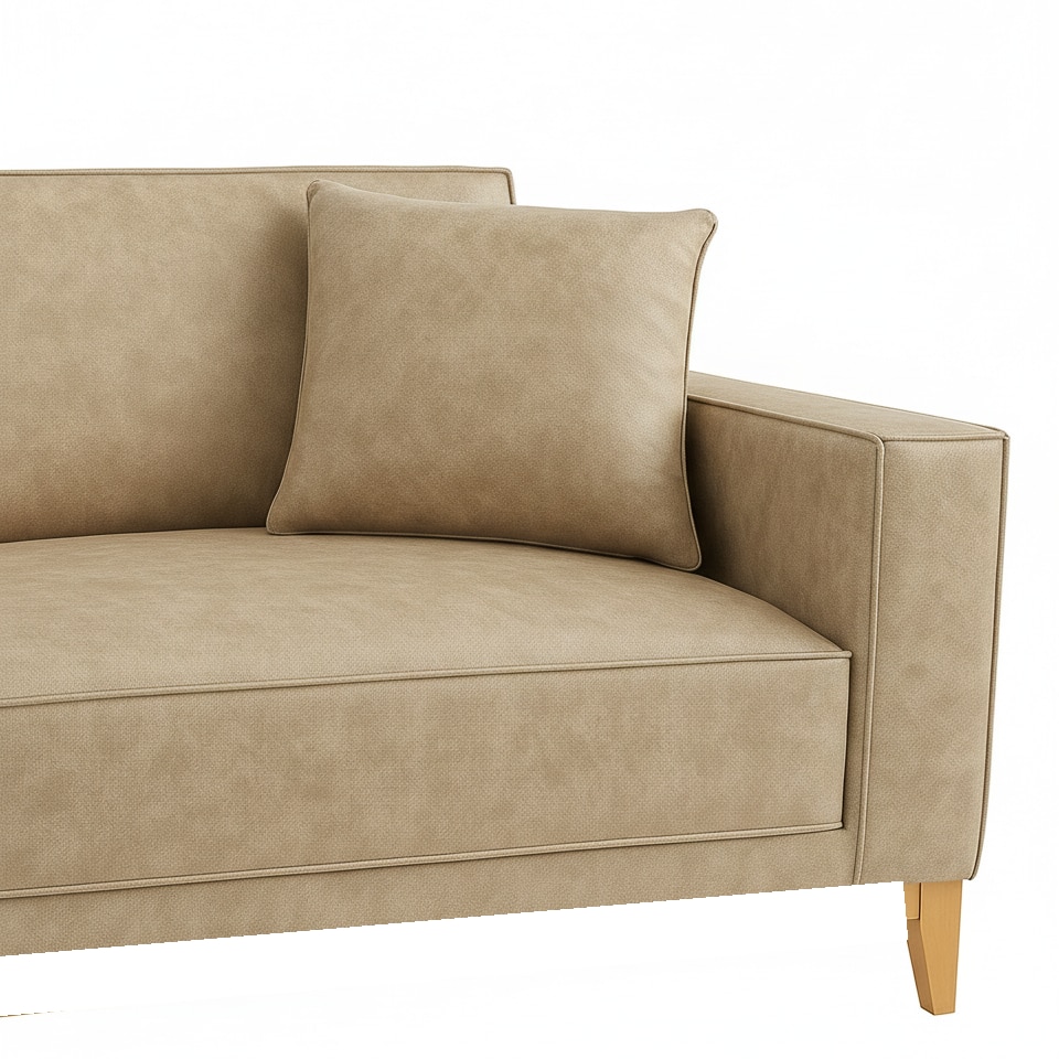 Airy 3 Seater Sofa In Leatherette Beige Color - AIAN Enterprises