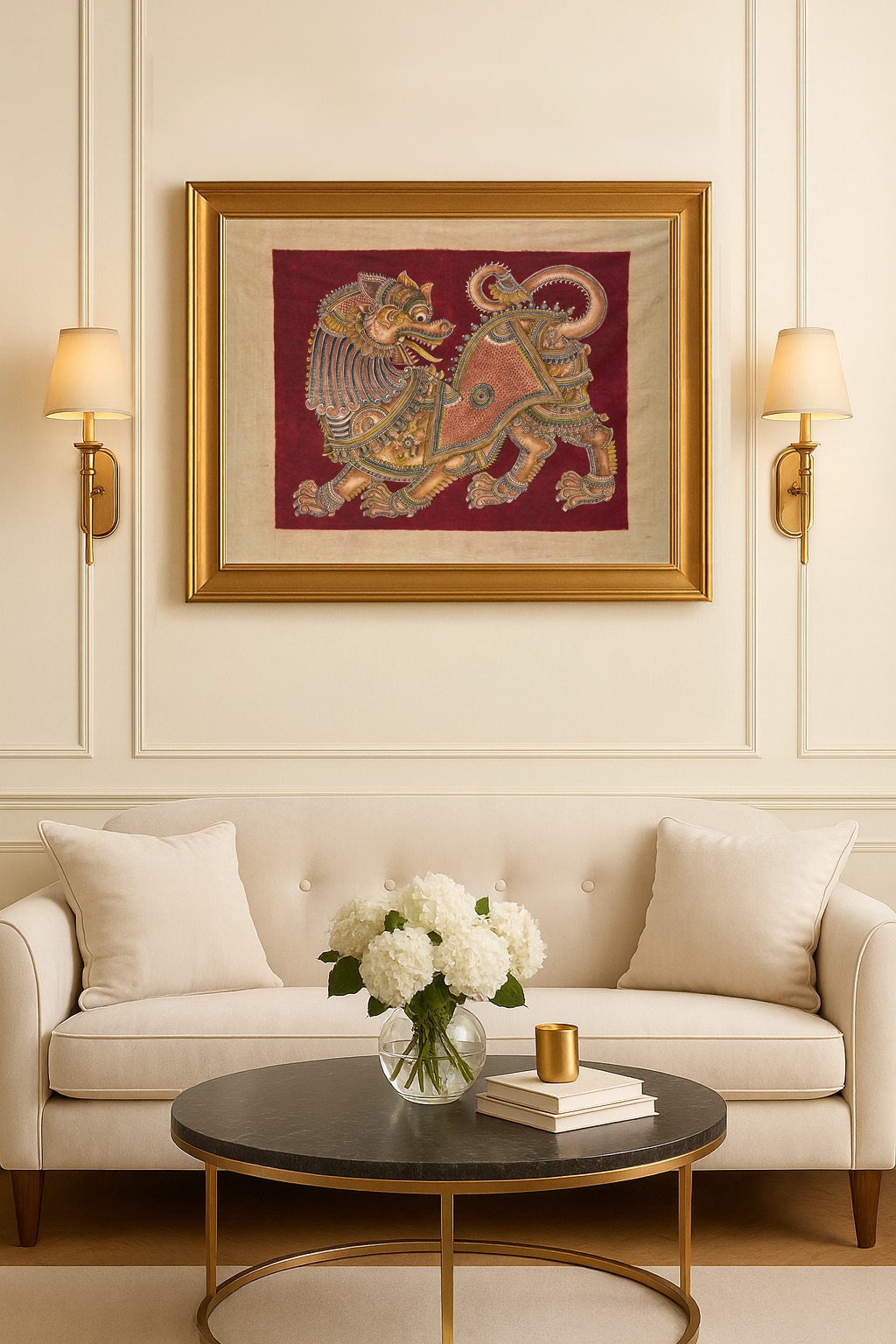 Lifestyle view of Kalamkari Vyala Painting