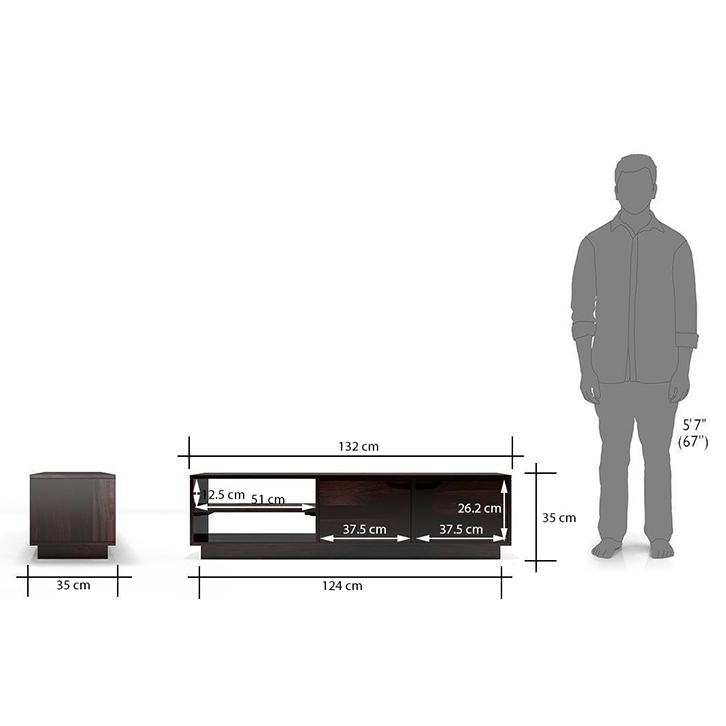 Zephyr Solid Wood TV Unit in Mahogany Finish