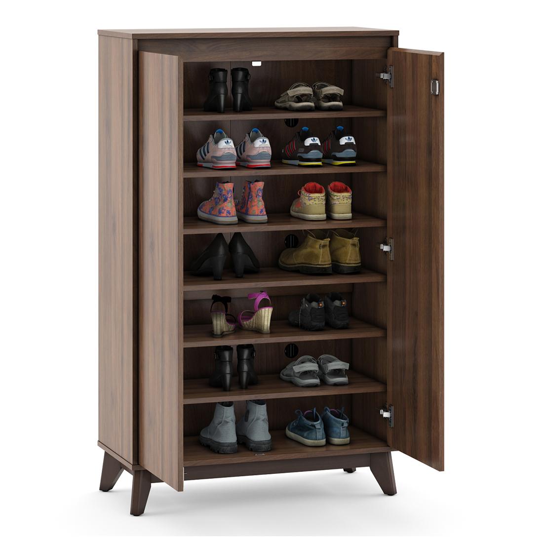 Webster 24 Pair Shoe Rack in Classic Walnut Finish