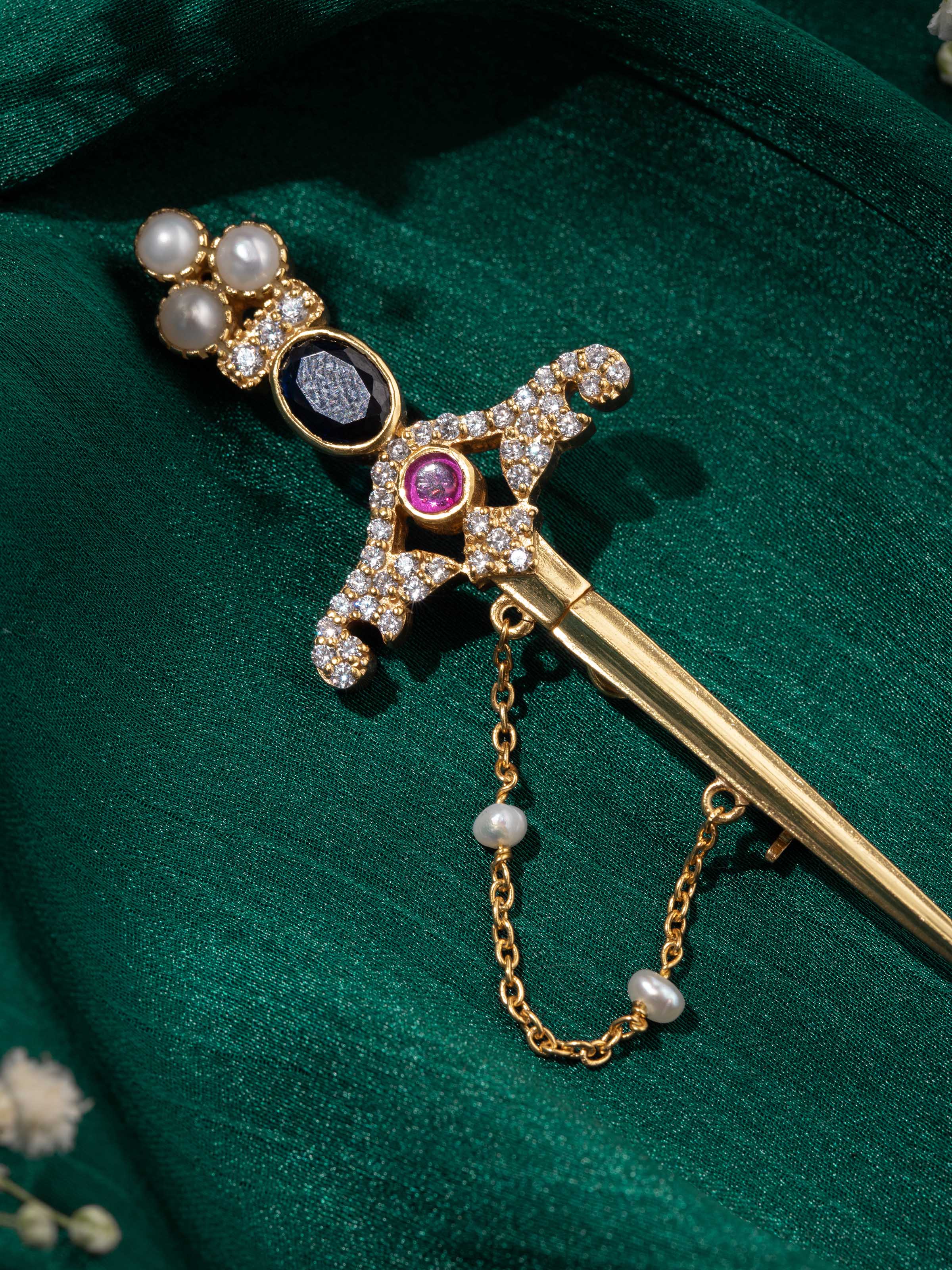Second lifestyle view of lapel pin worn on collar, showcasing refined silver elegance