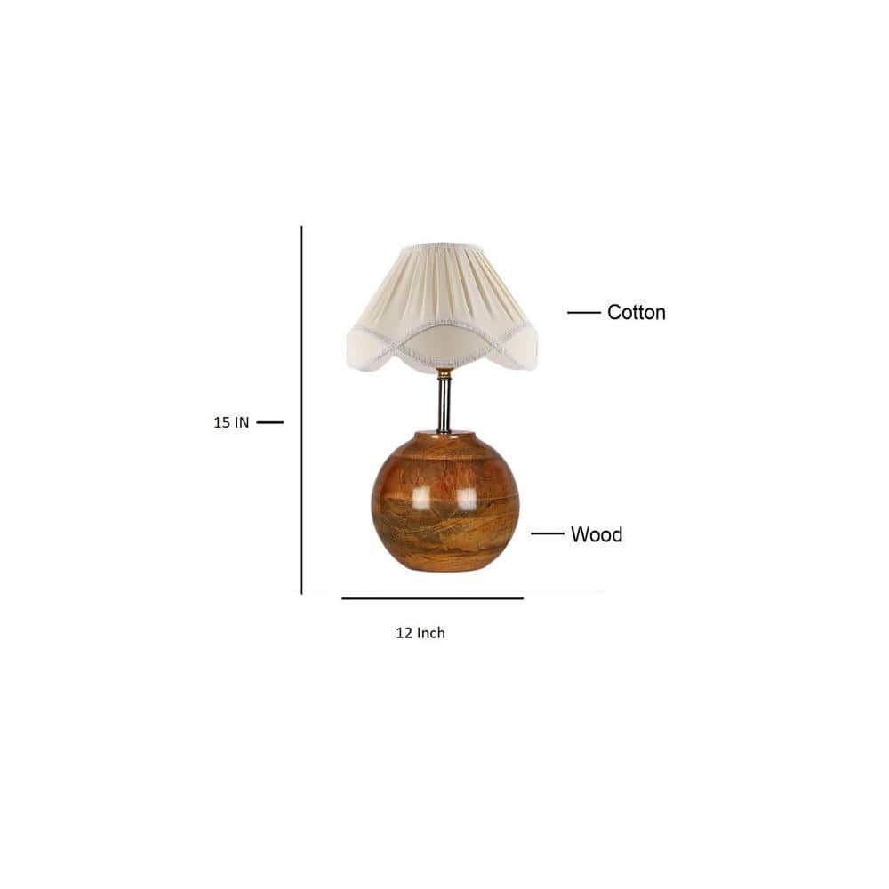 Vintage cotton off-white with Natural Wood Table Lamp