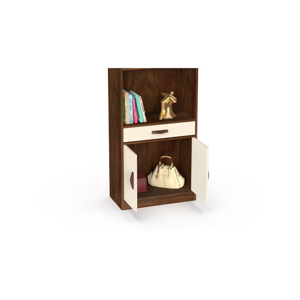 Seonn Engineered Wood Bookshelf wth Drawer and 2 Doors in Maple & Beige