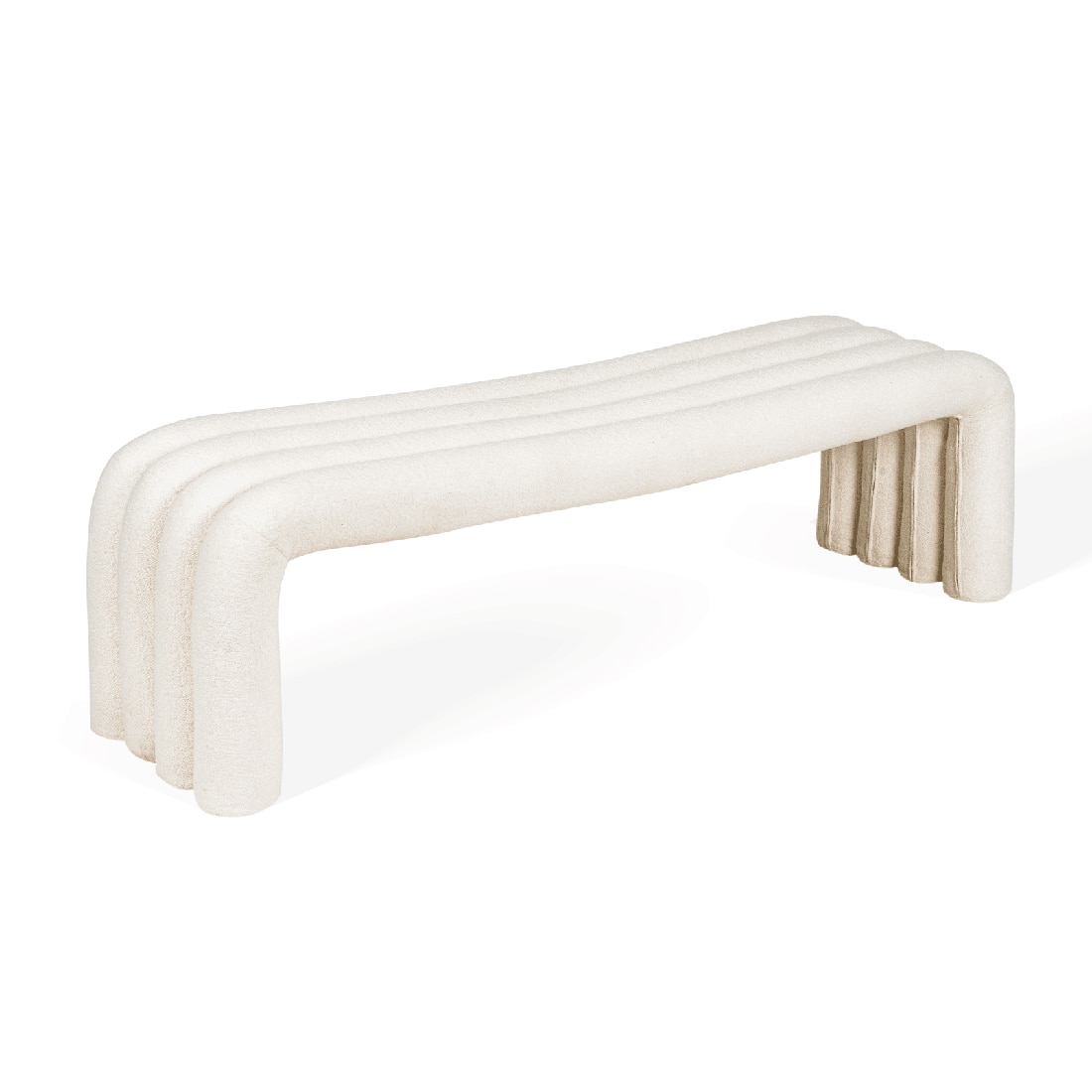 Kaba Upholstered Bench in Off White Colour