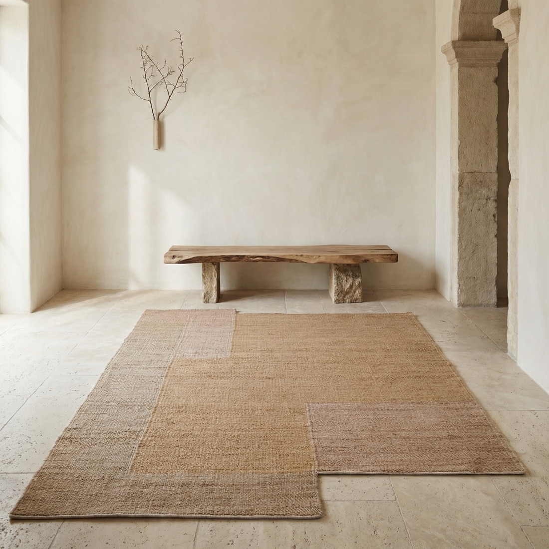 Jaipur Rugs Soft Geometric Jute Dhurrie Rug Brown 5x7 ft in Peach and Mocha - Jaipur Rugs