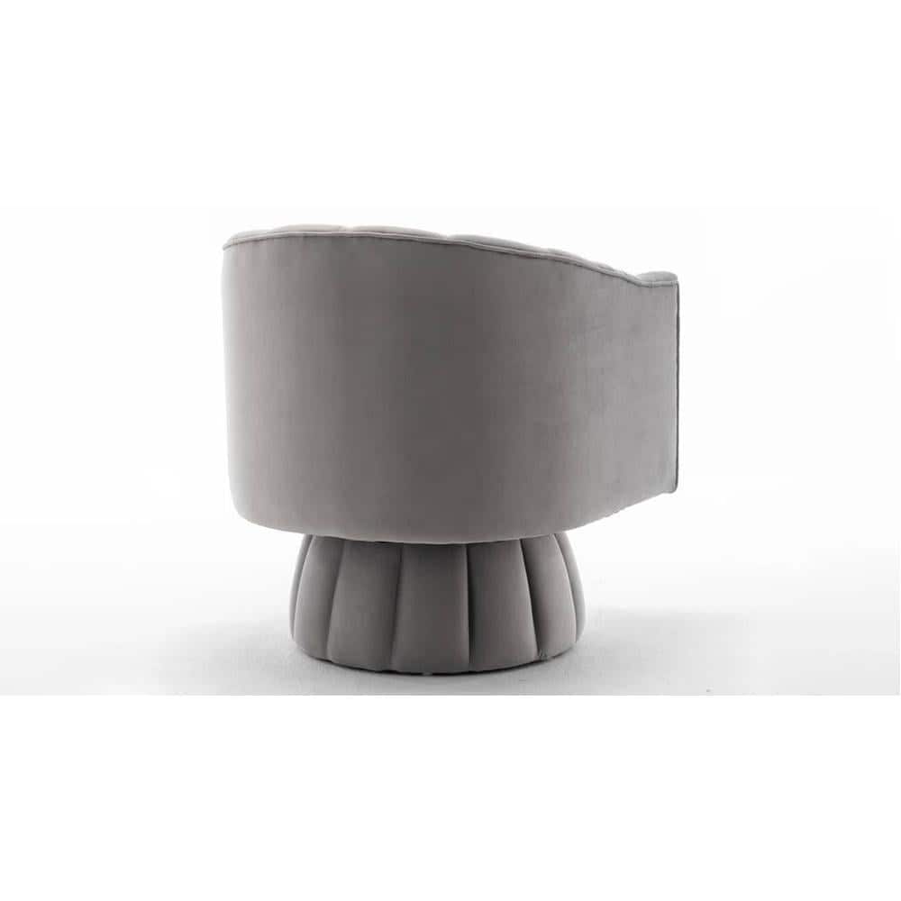 Morrow Swivel Solid Wood Round Chair in Grey Colour