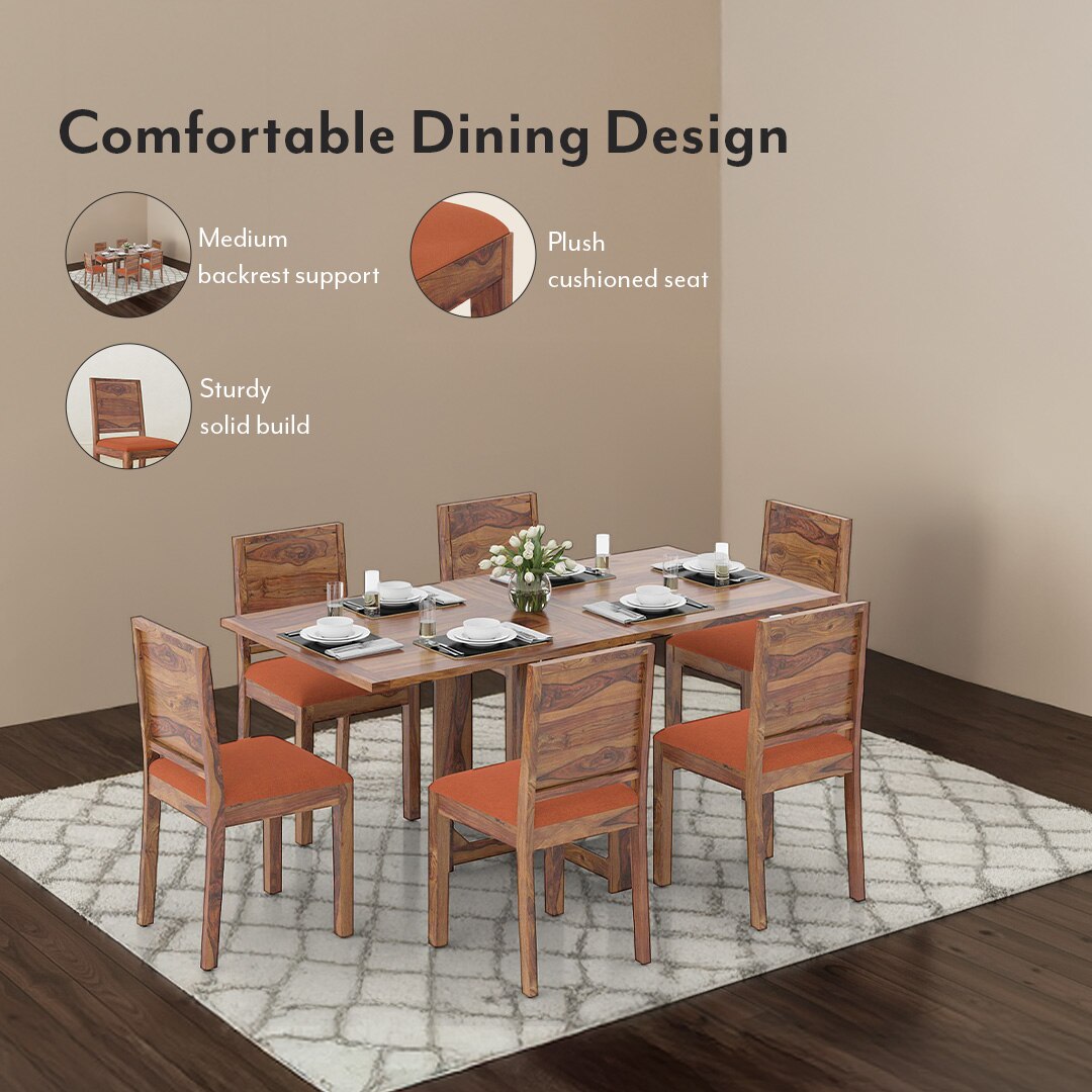 Oribi Solid Wood Dining Chair Set Of 2 In Teak Finish