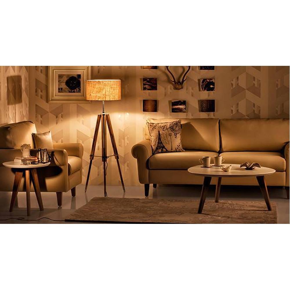Kepler Tripod Floor Lamp Colour Natural Linen Drum Shade
