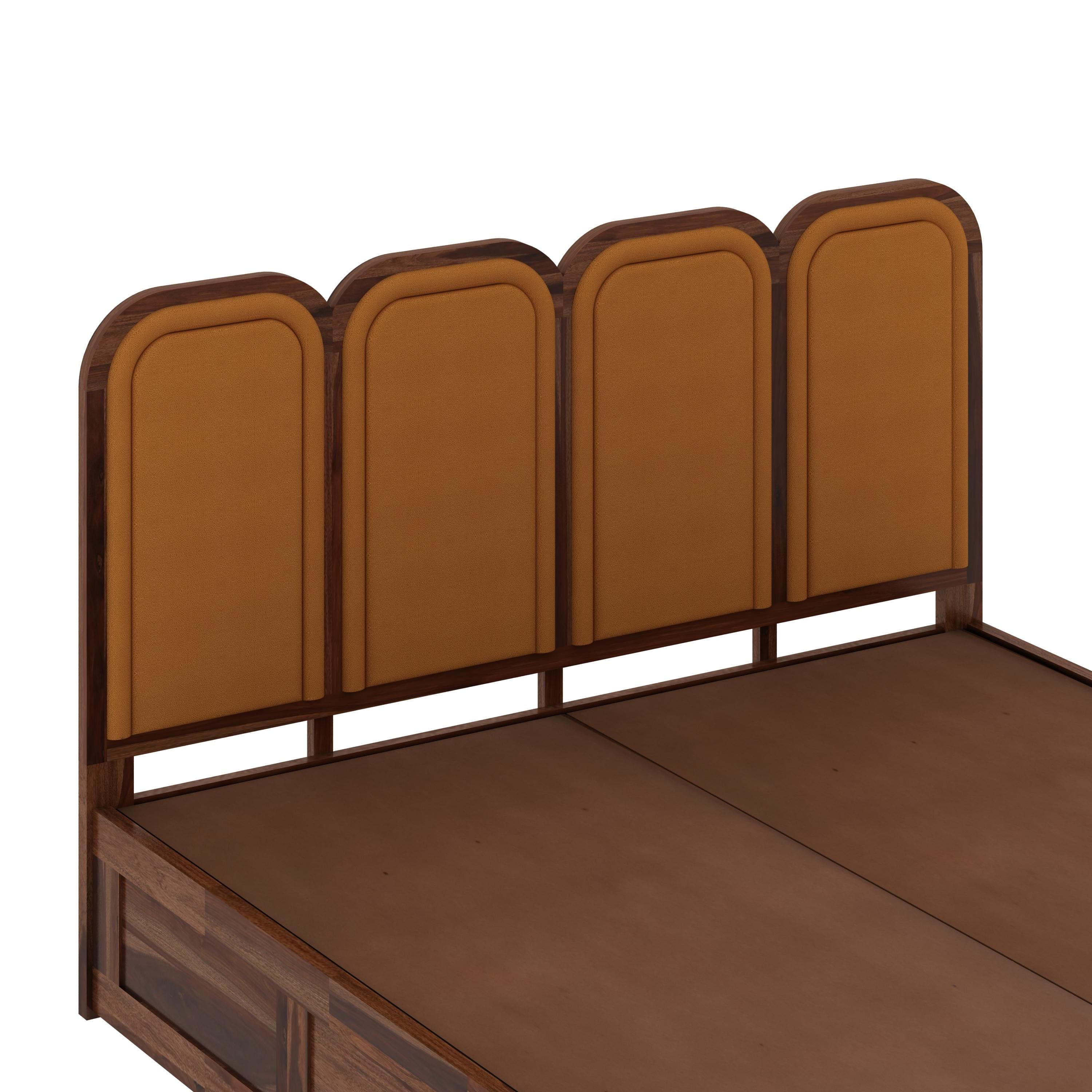 Aaram Sheesham Wood Queen Size Bed With Hydraulic Storage in Provincial Teak Finish