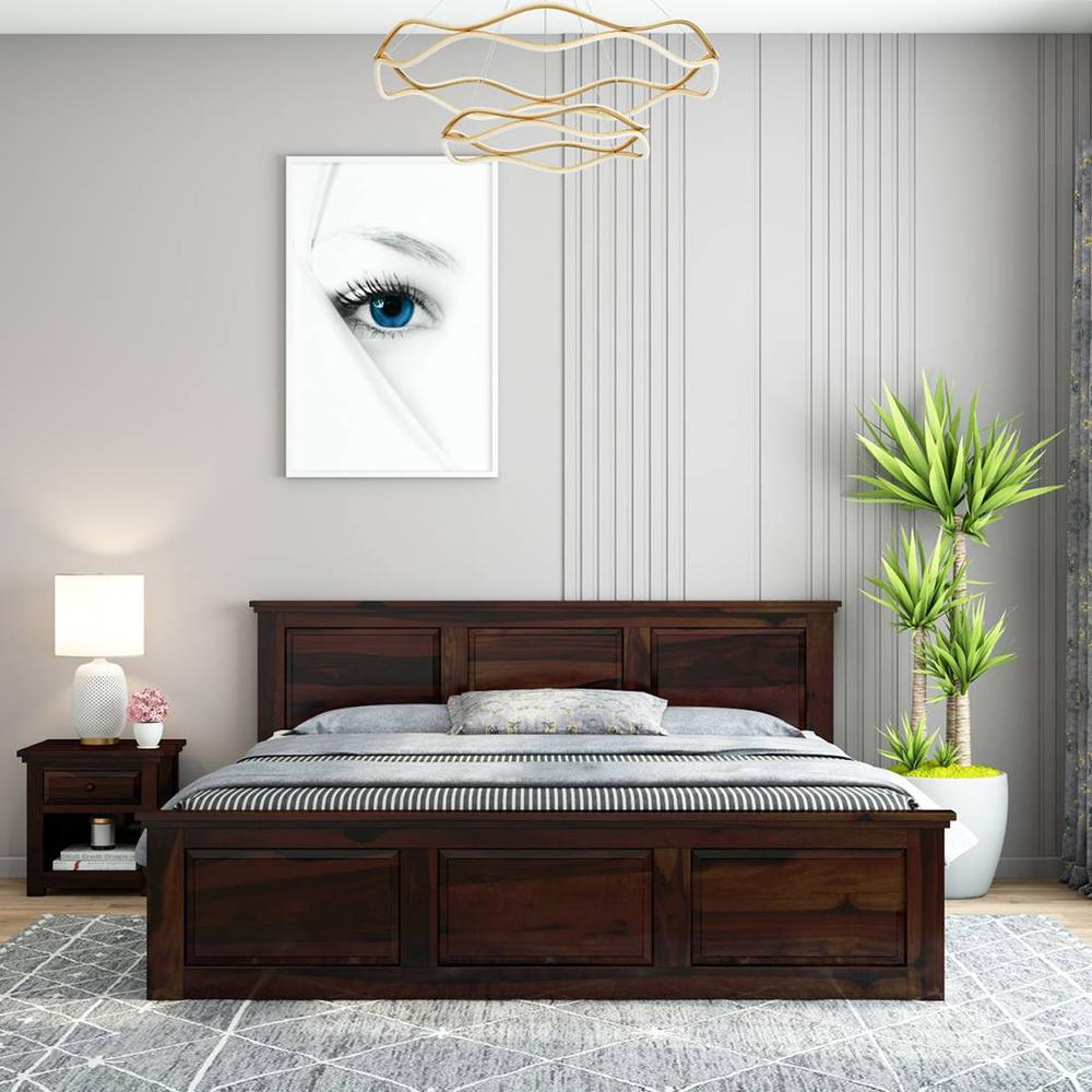 Stainfleld Sheesham Wood King Size Bed Non Storage Bed Walnut Finish (72 x 78 inches)