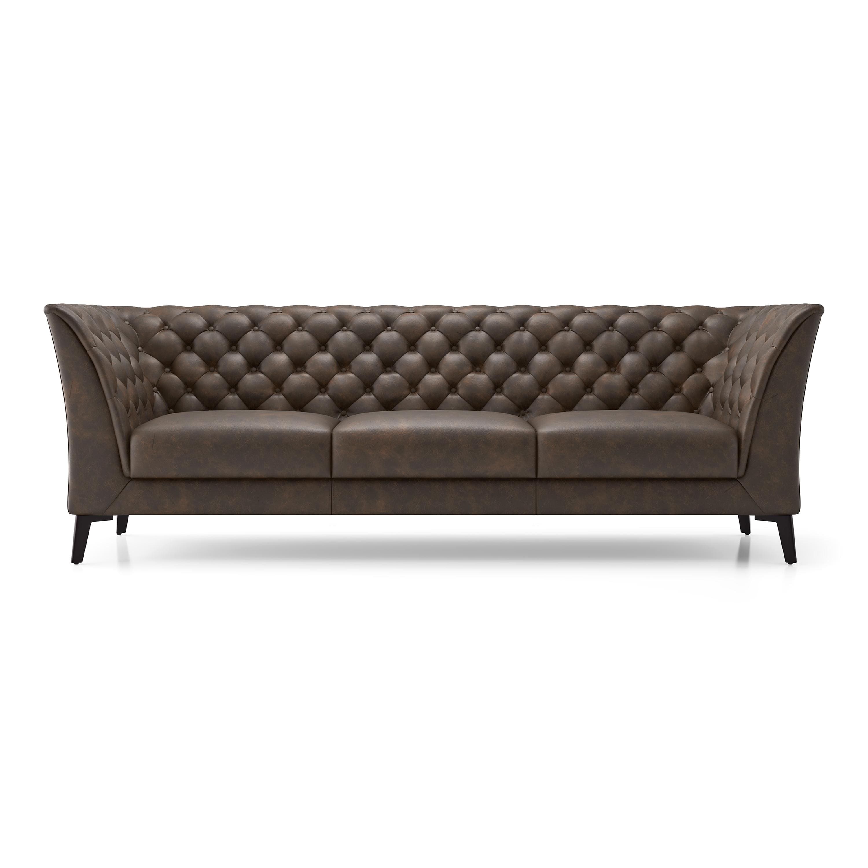 Weston 3 Seater Luxury Italian Leather Sofa In French Roast