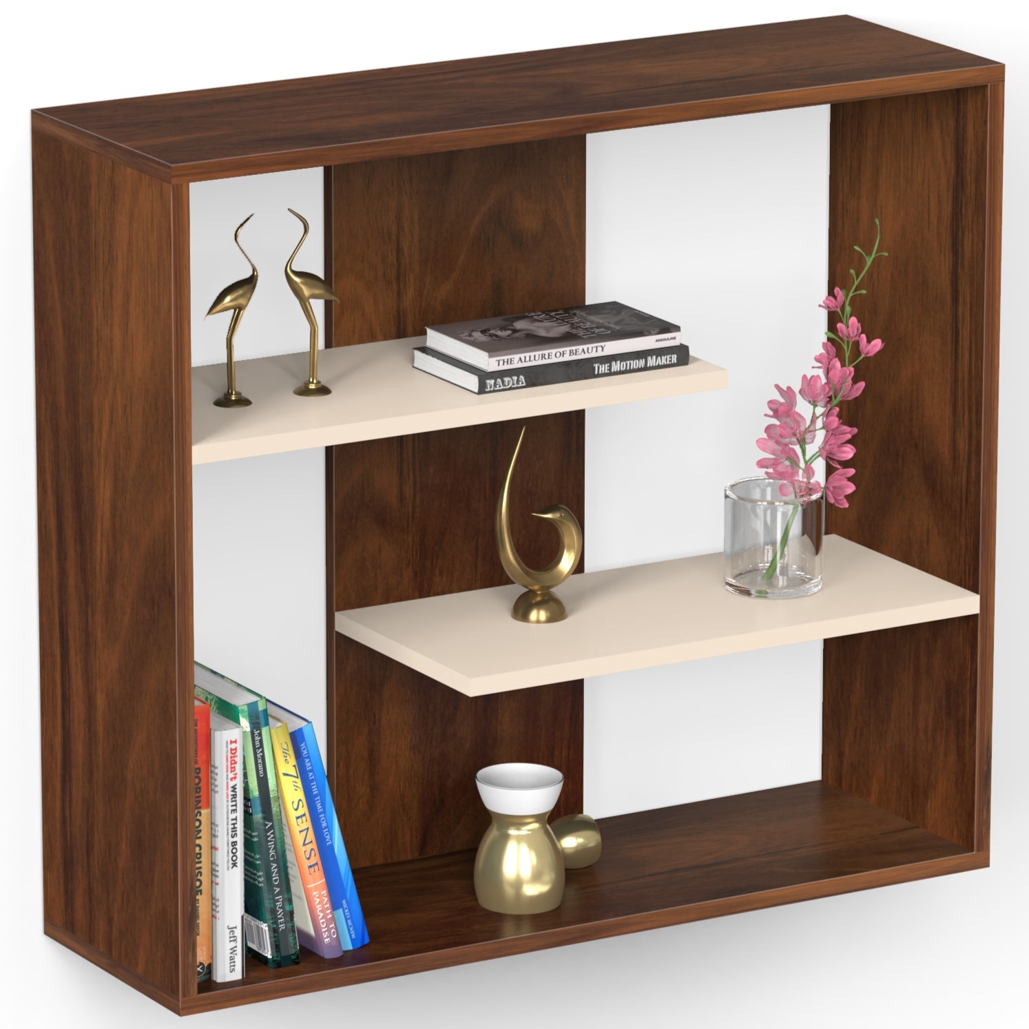 Maxelle Engineered Wood Bookshelf with Shelves Brown Maple & Beige