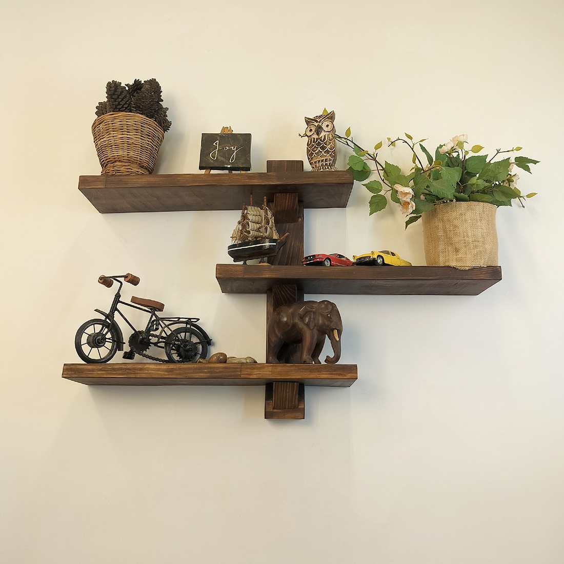 Fiona Wooden Wall Shelf Organiser
