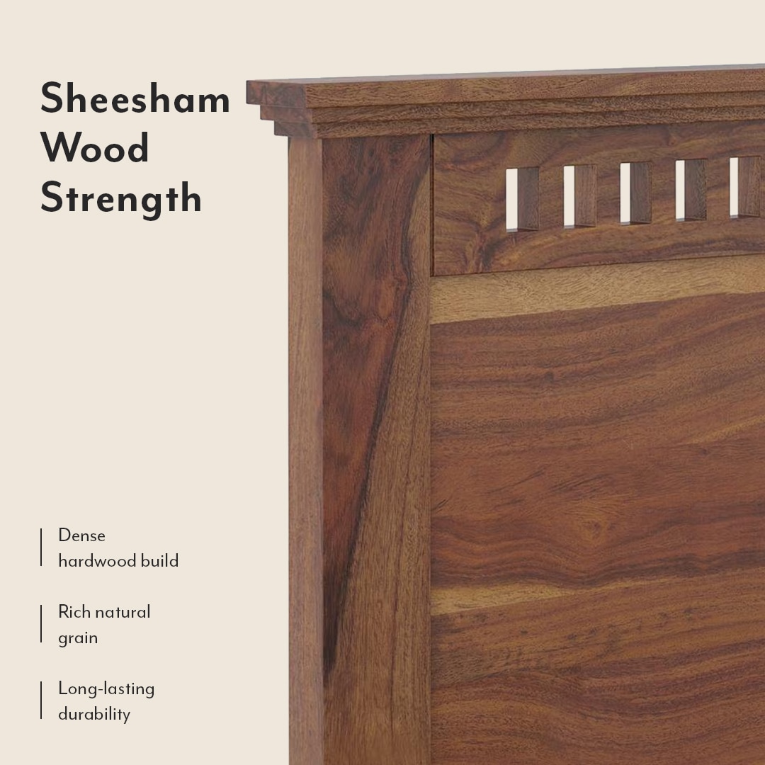 Fidora Solid Wood King Size Hydraulic Storage Bed In Teak Finish