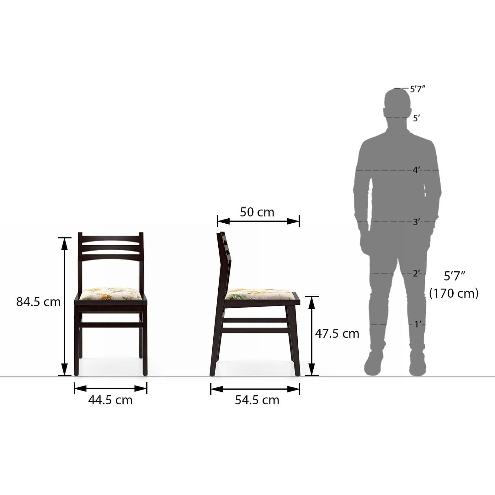 Leon Solid Wood Dining Chair Set Of 2 In Mahogany Finish