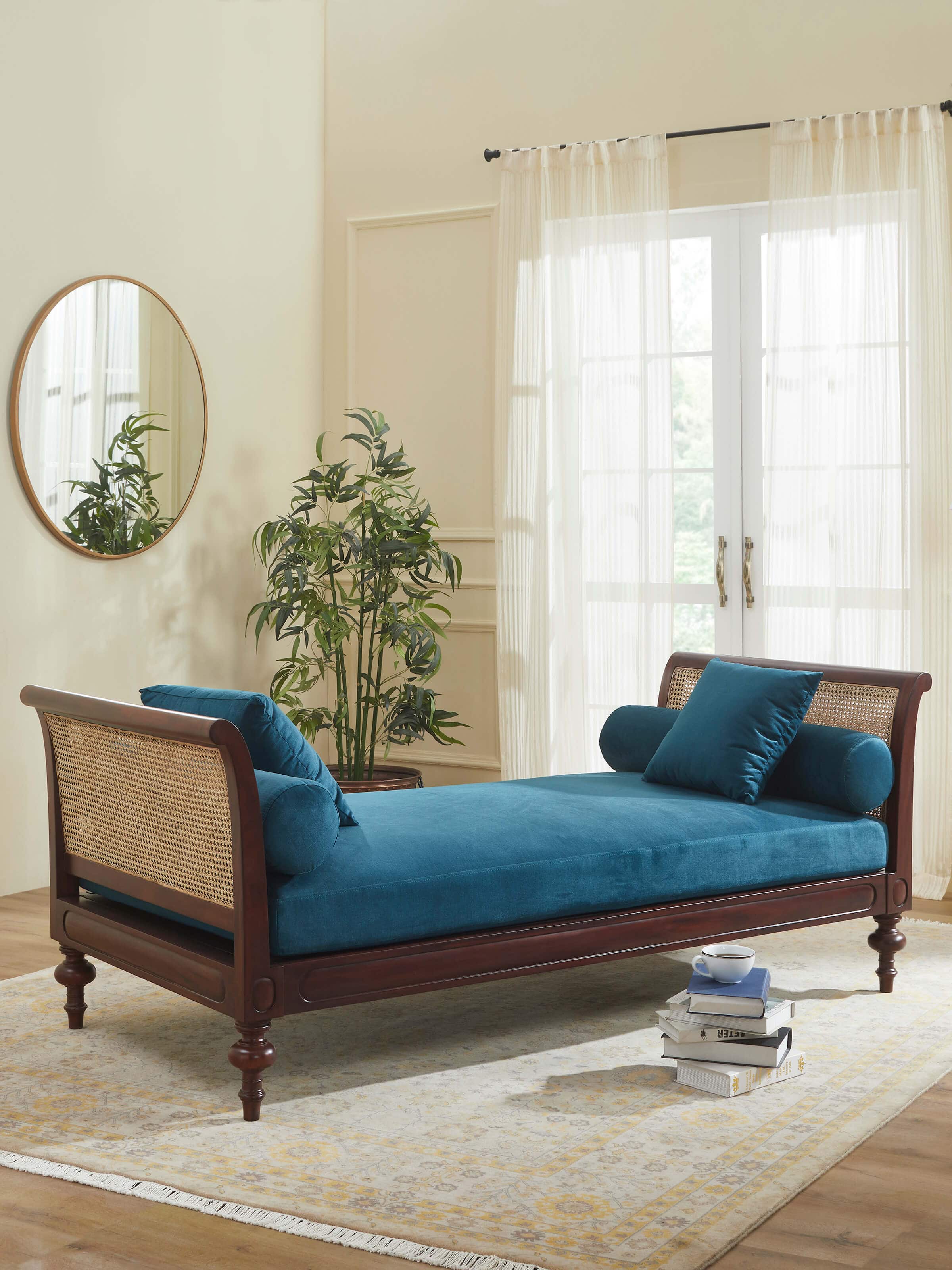 Upholestered Mahogany Wood Daybed