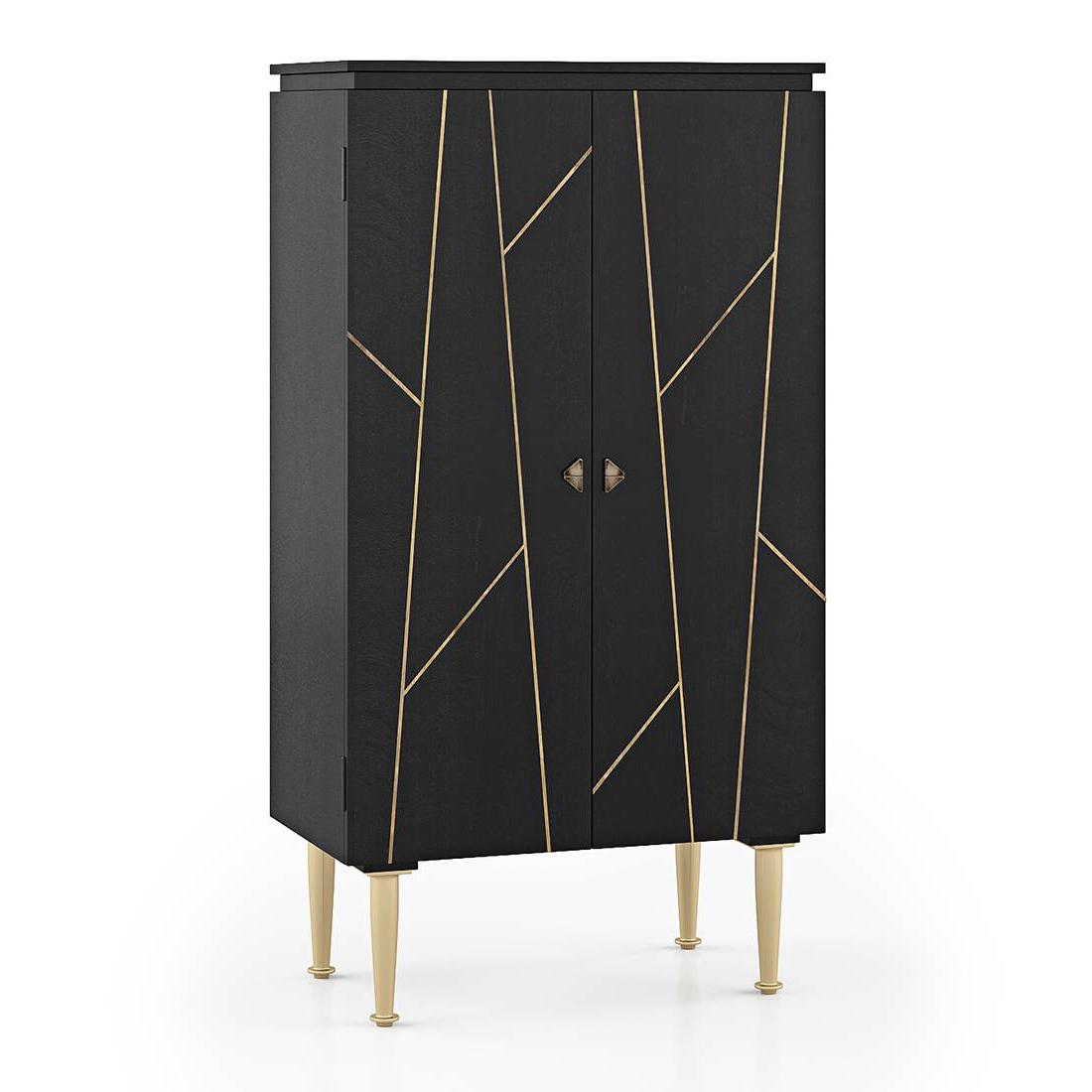 Dante Solid Wood Bar Cabinet in Black Finish