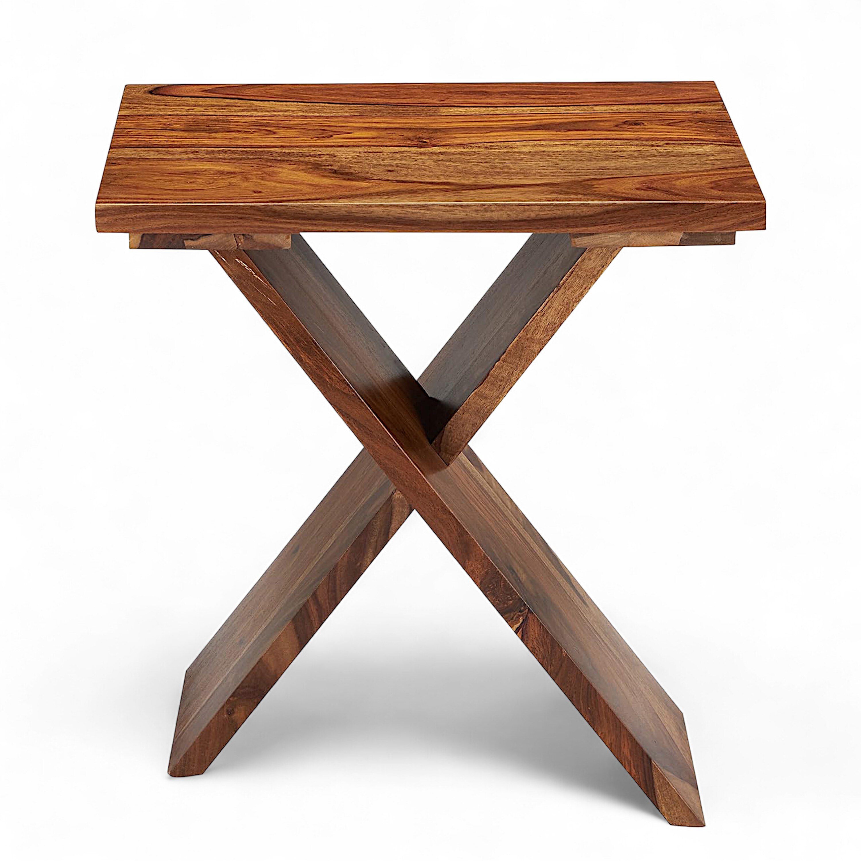 Darcy Sheesham Wood Contemporary Rectangle Set Of 2 Tea Table  Side Tables In Natural Teak Finish