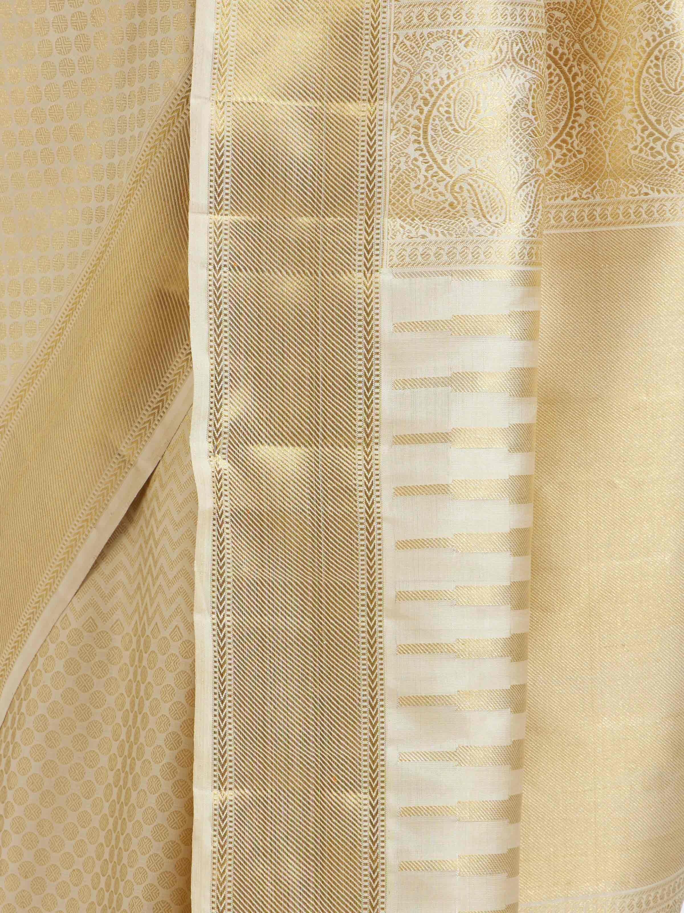 Beige Kancheepuram Silk Zari Saree