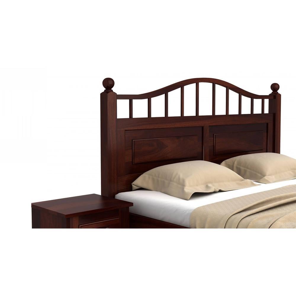 Axis Solid Wood King Size Non Storage Bed In Walnut Finish