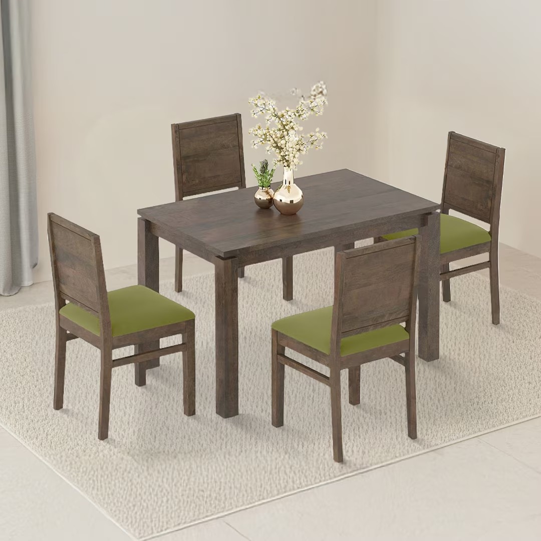 Atlas Solid Wood 4 Seater Dining Table With Atlas Dining Chair Set