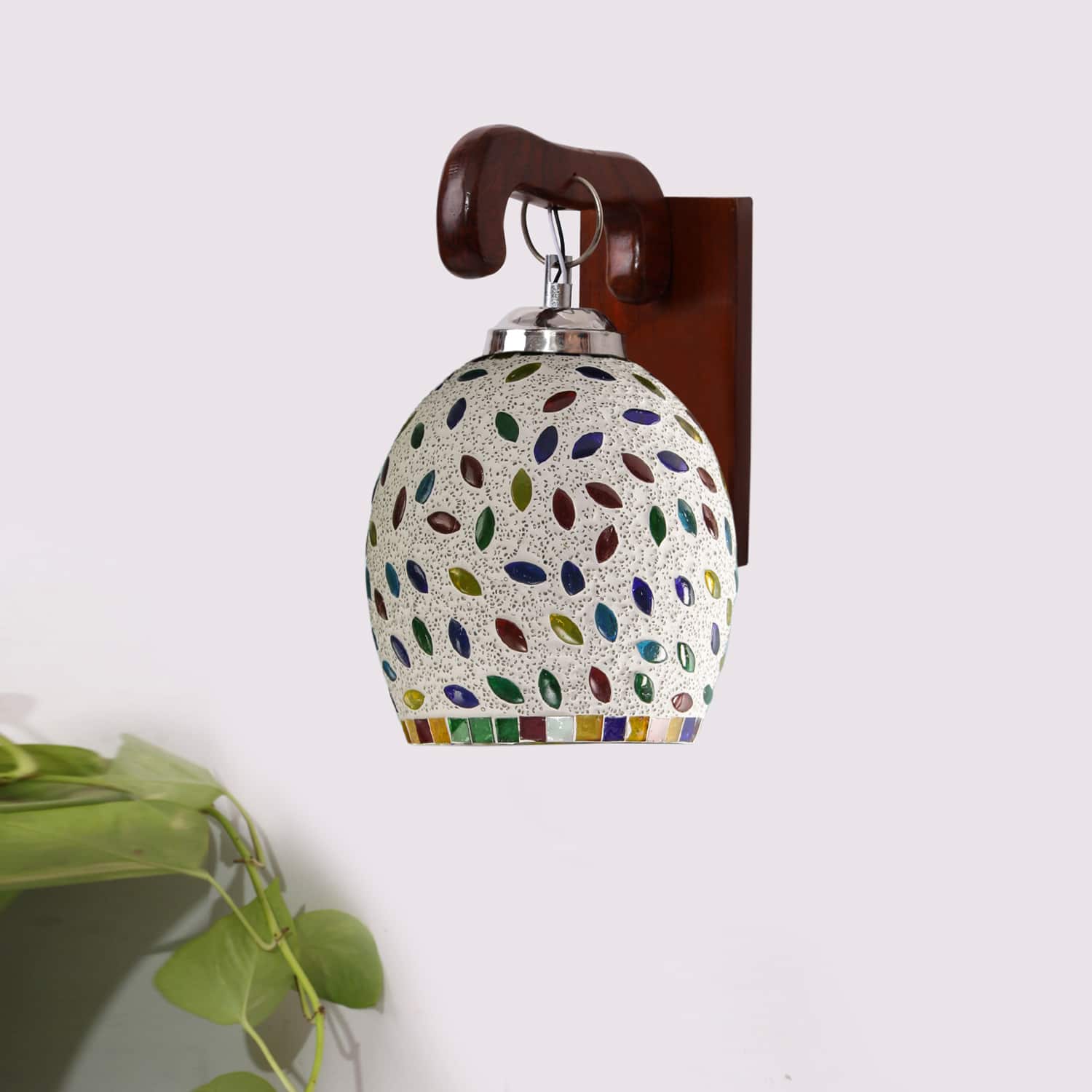 Devansh Solid Wood Electric Wall Light in Brown Colour with Multi Shade Count of 1 Light - Devansh