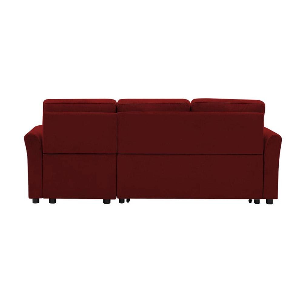 Scarlet Solid Wood Sofa cum Bed in Maroon