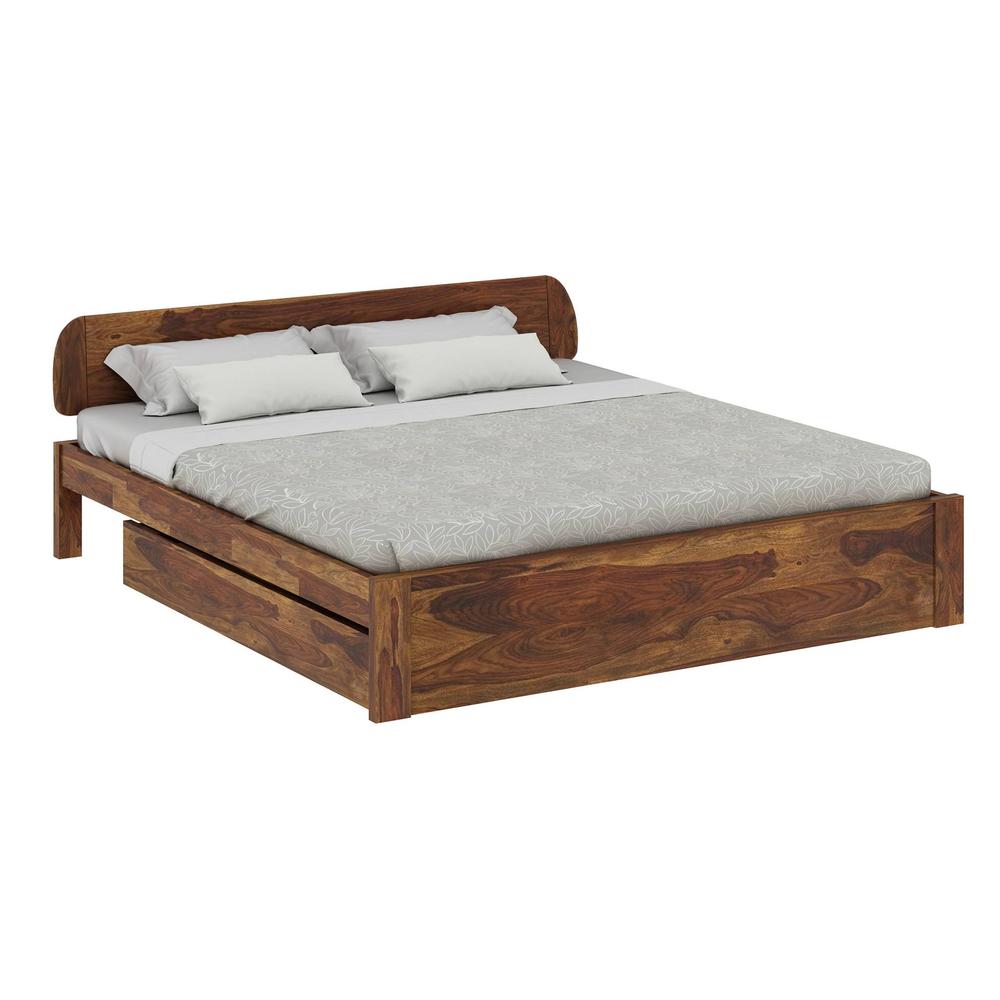 Sleigh Solid Wood King Size Storage Bed