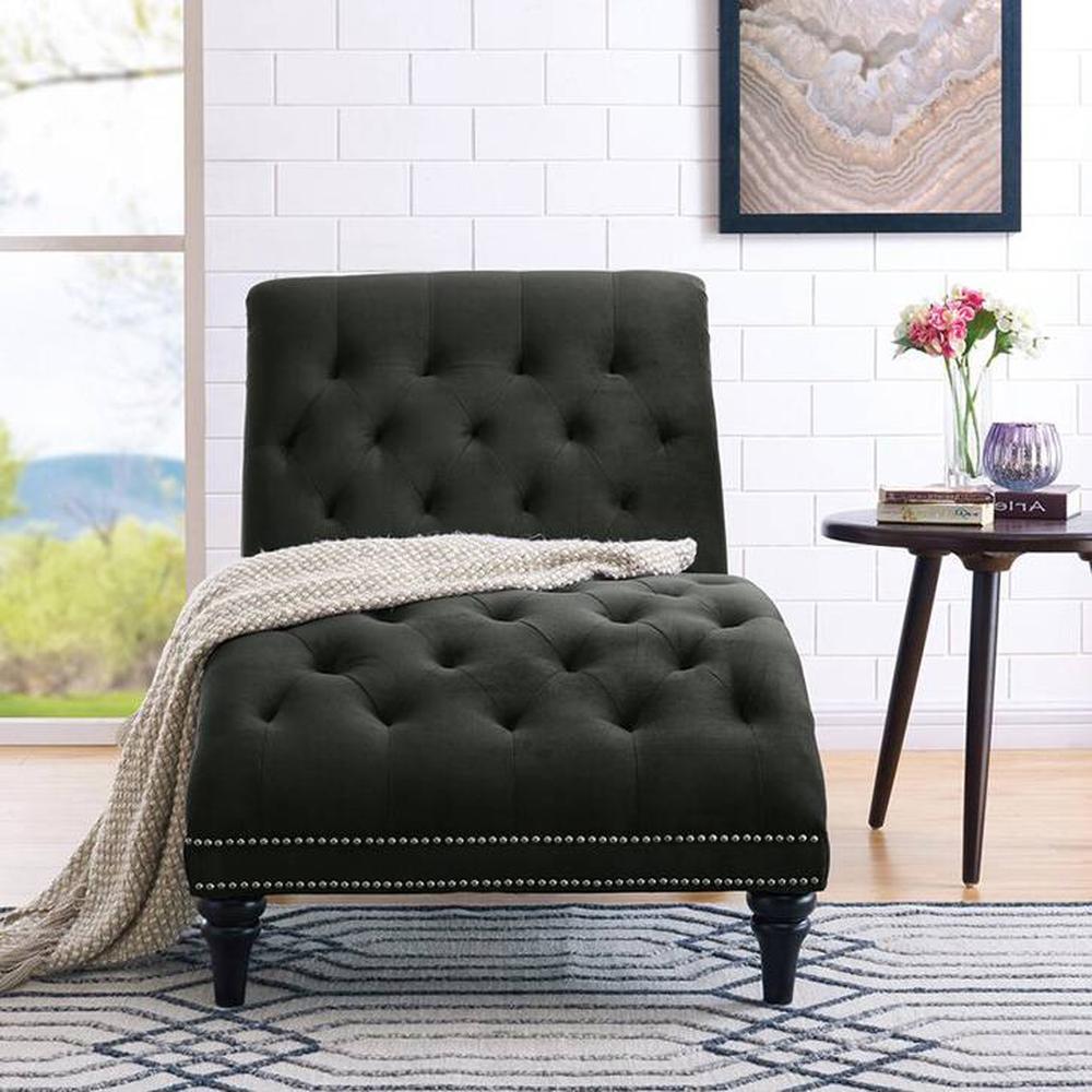 Pion Velvet Chaise Launger in Black Colour