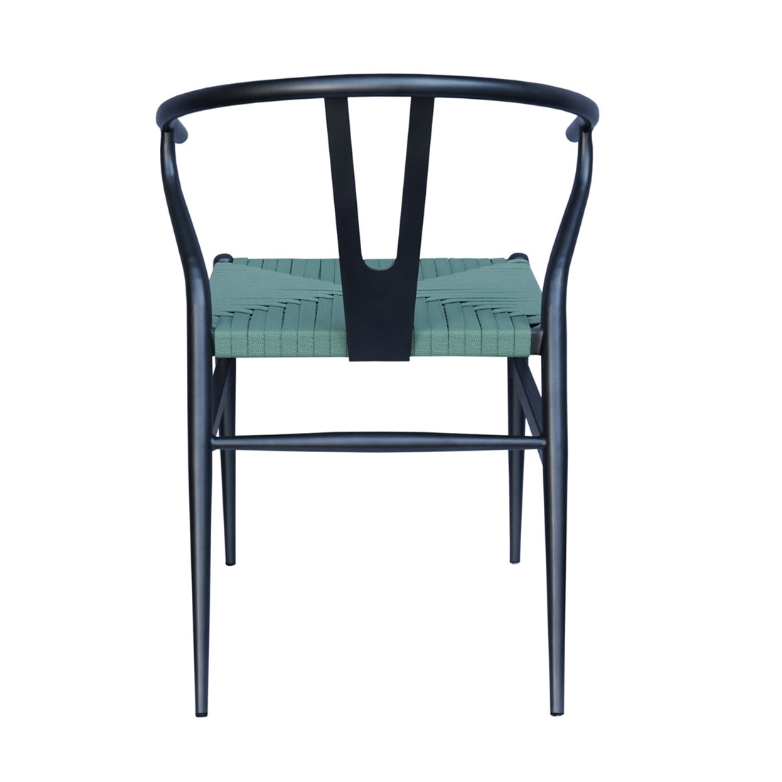 Sigma Wishbone Metal Dining Weaving Chair Gun Metal in Grey