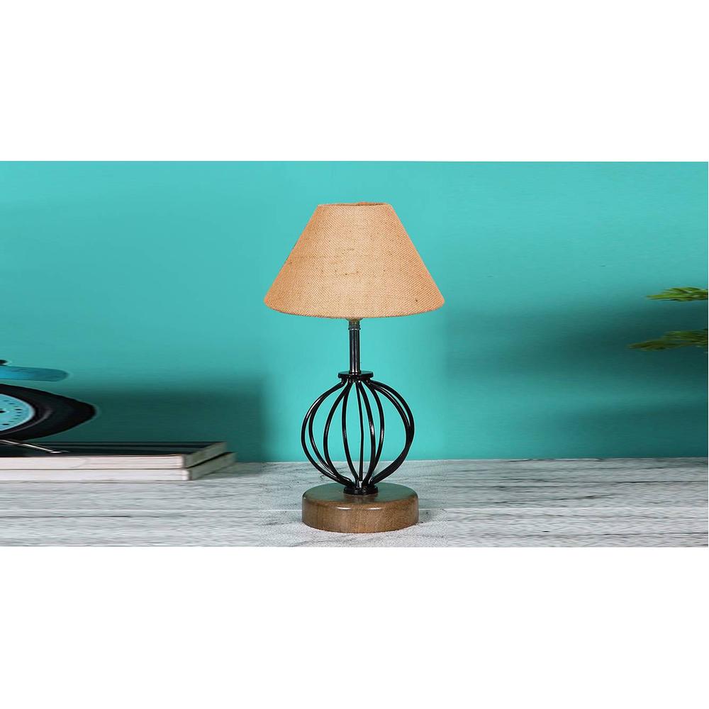 Juliet Beige Jute Table lamp with Wood & Iron Base