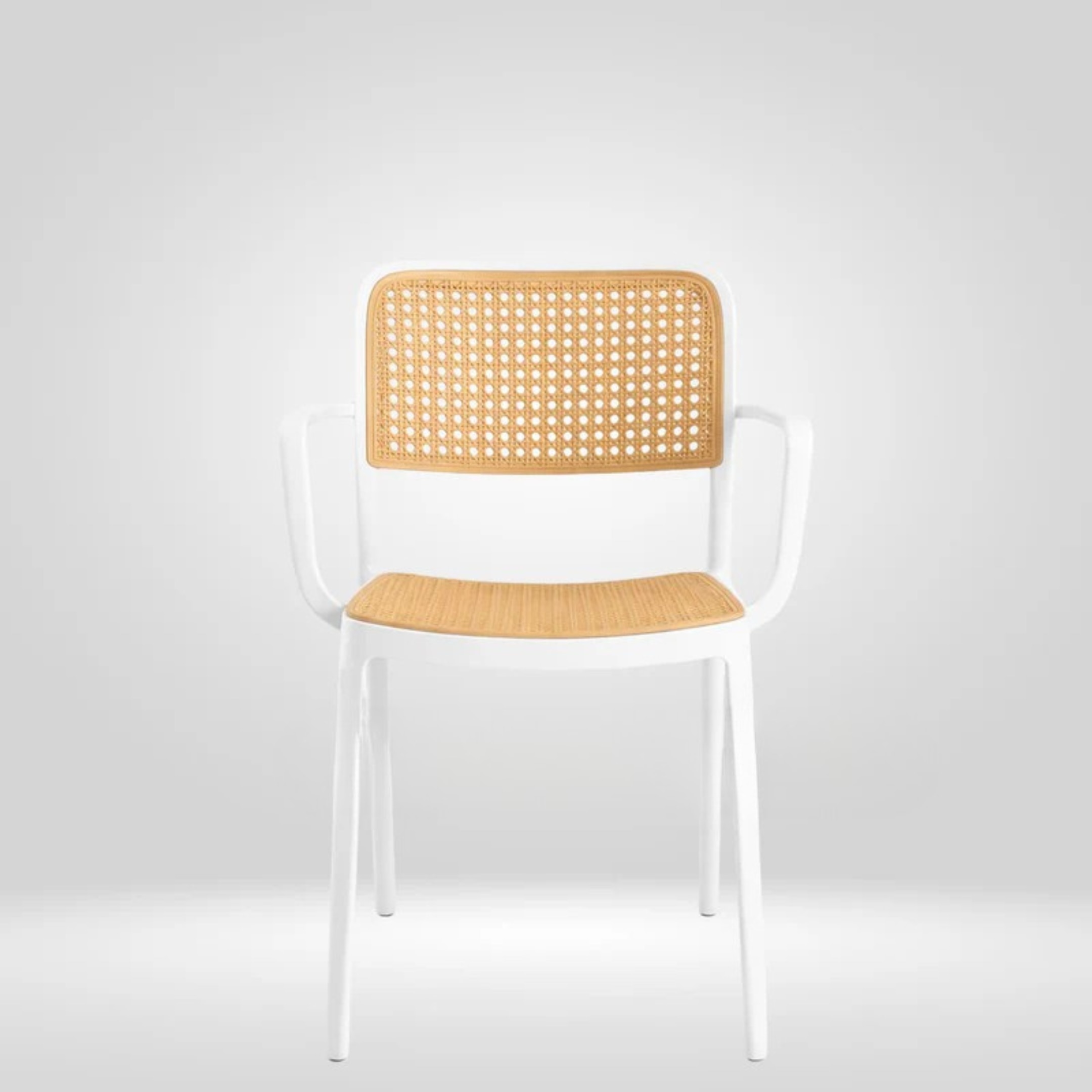 Kepler Brooks Zen Cafeteria Dining Chair With Arms in White Colour - Kepler Brooks