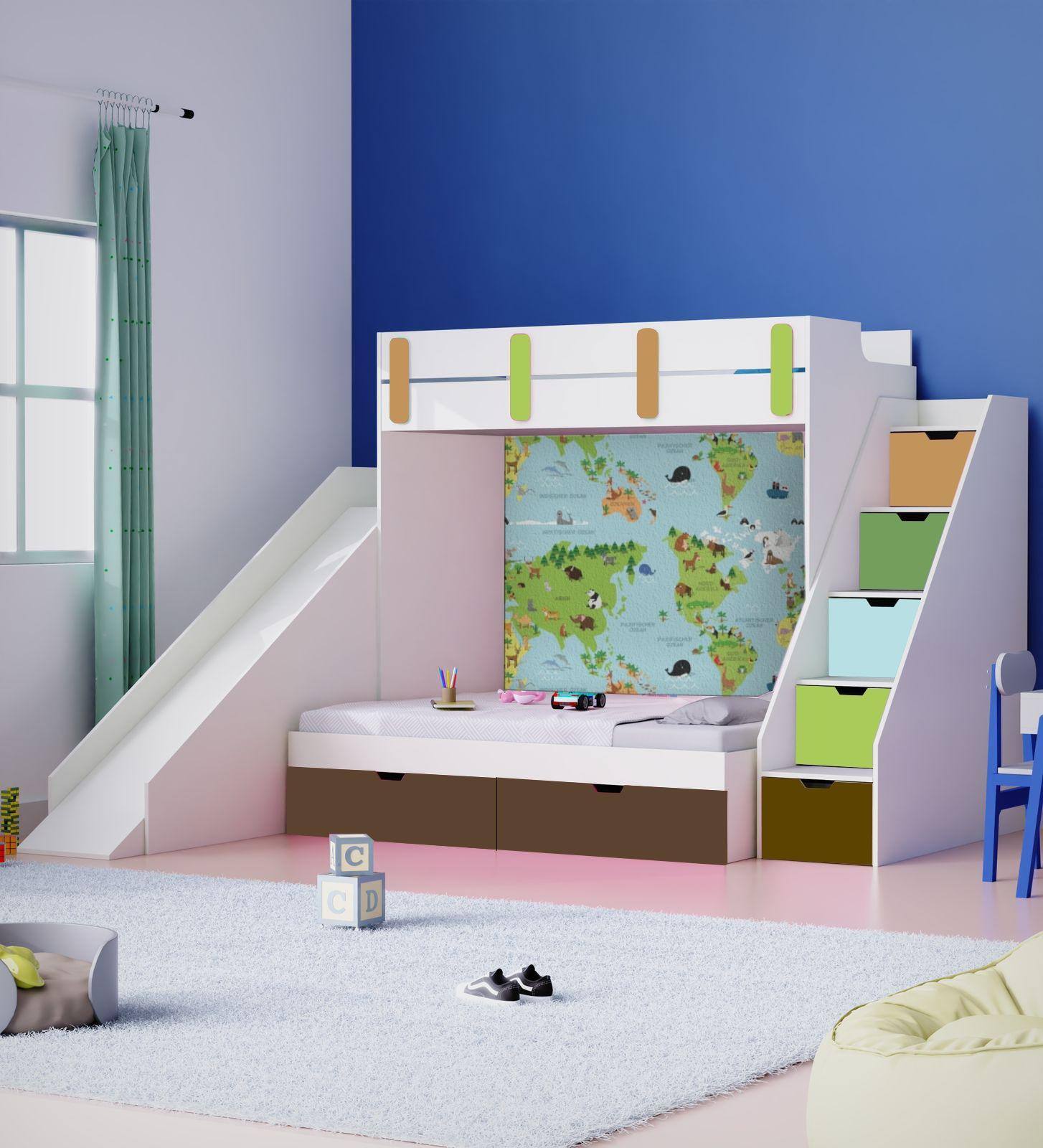 Sleep N’ SlideBunk Bed 6X4 (Drawers On Wheels) In Globe Colour