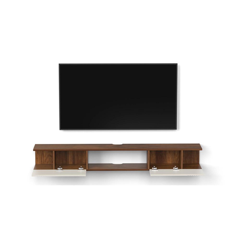 Darien Engineering Wood Wall Mount TV Entertainment Unit Set Top Box Stand/TV Cabinet with Shelves for Books & Decor Display Unit Bed Living Room Upto 60 Inches (Brown Maple & White)