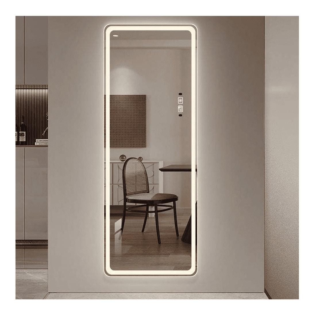 Full-Length Bedroom Dressing Mirror with Lights Adjustable LED Standing Mirror