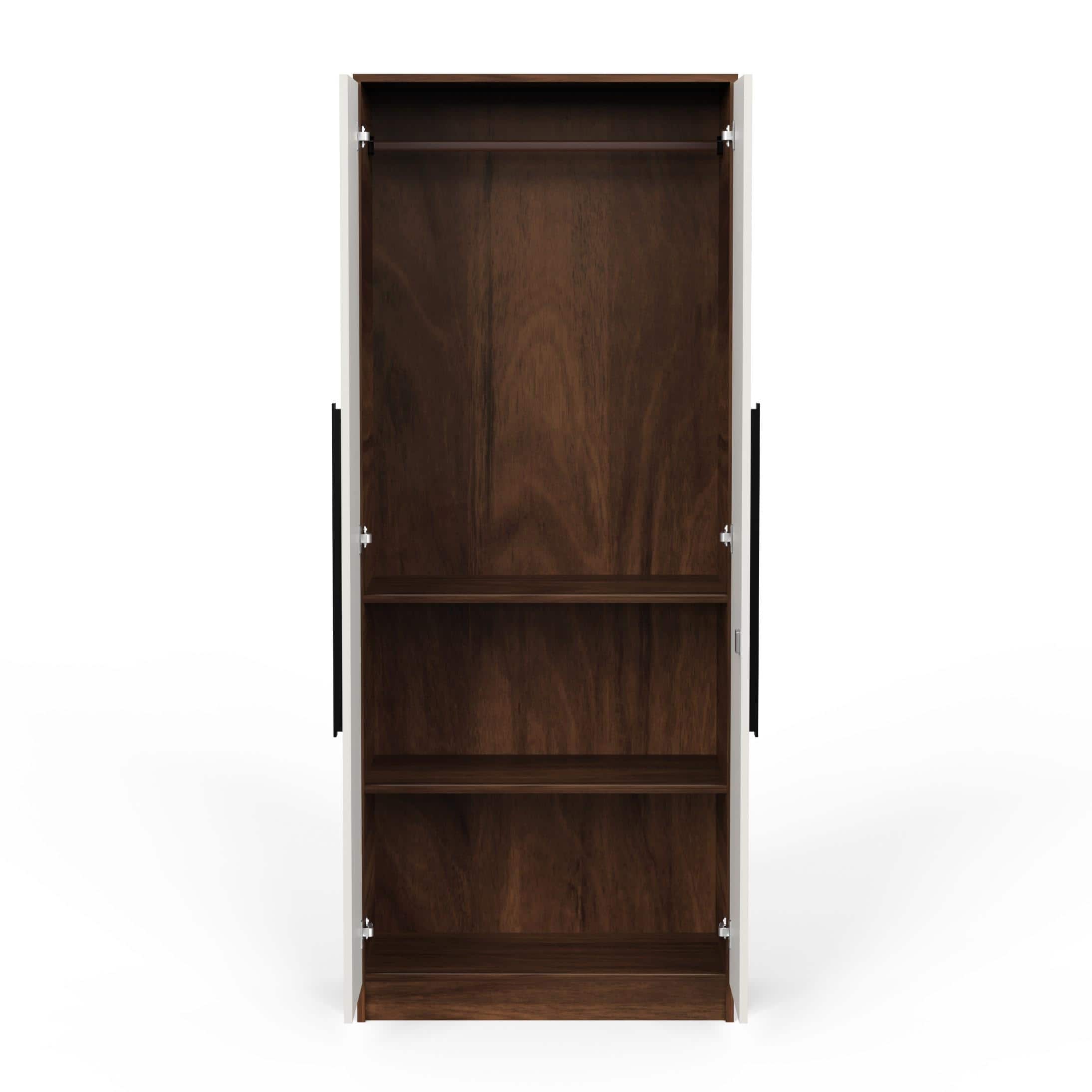 Maltein 2 Door Engineered Wood Wardrobe In Brown Maple & White Finish