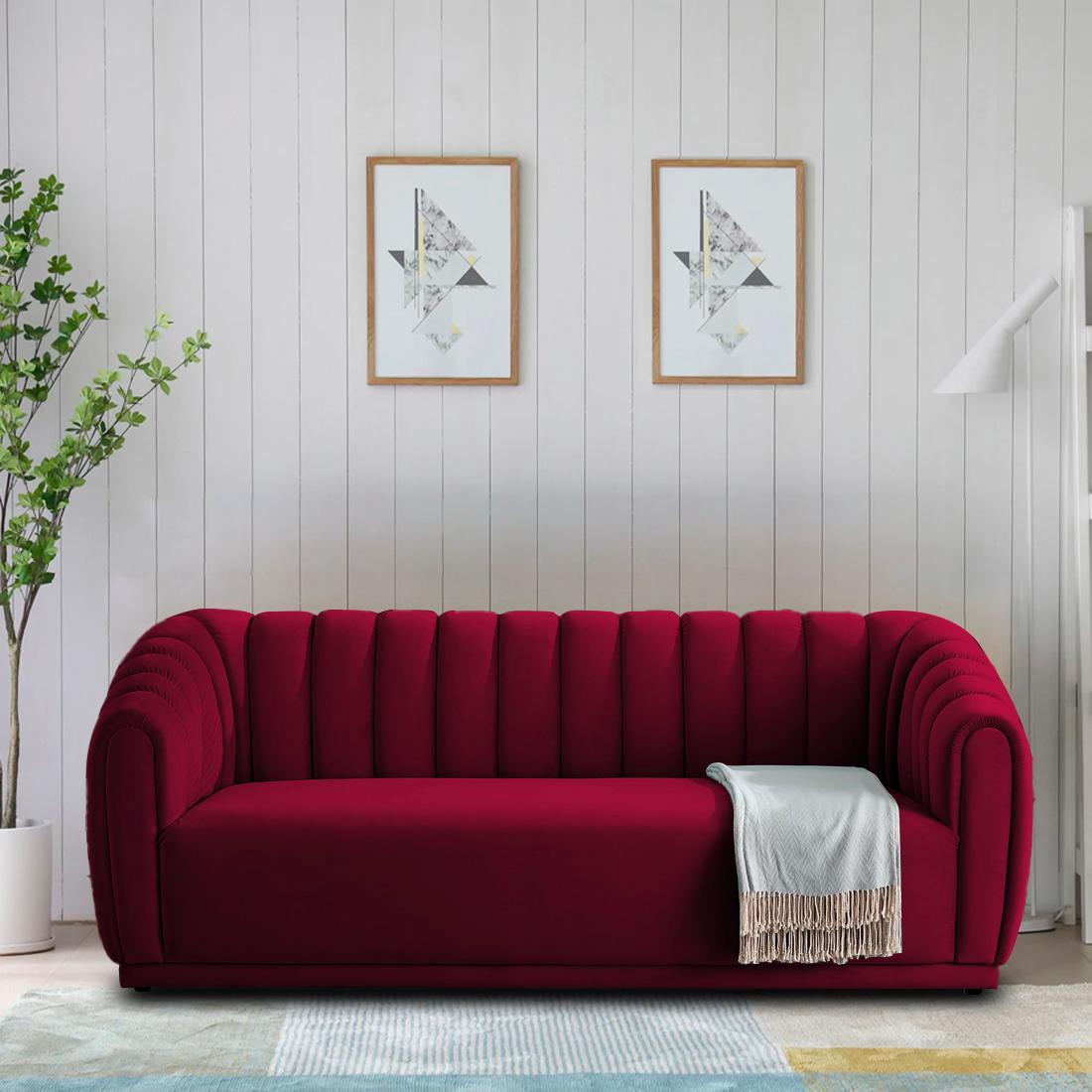 Rosa Fabric Sofa (Maroon)