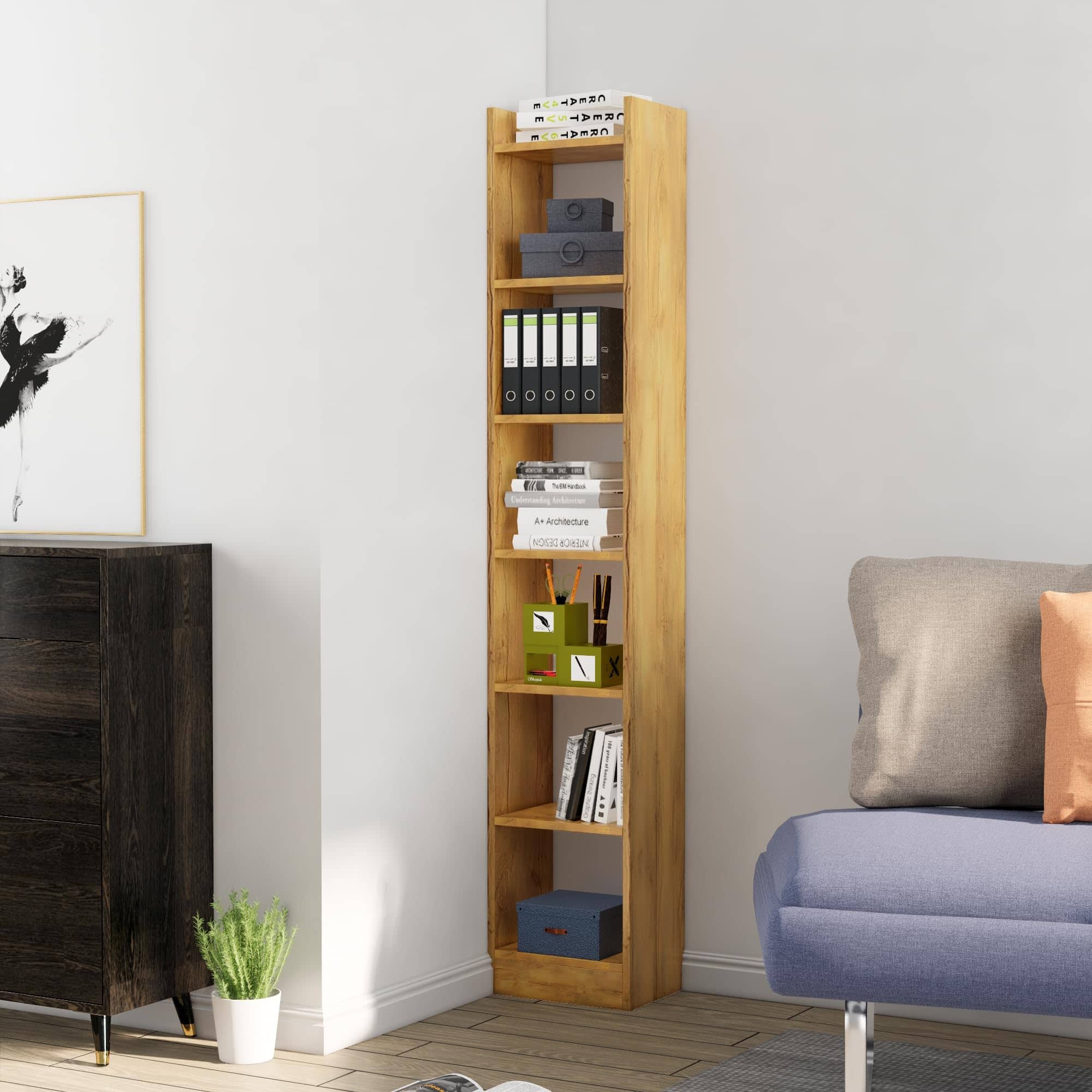 Hexa Engineered Wood Bookshelf Multipurpose Storage Rack in Slate Grey Colour - HexaRed