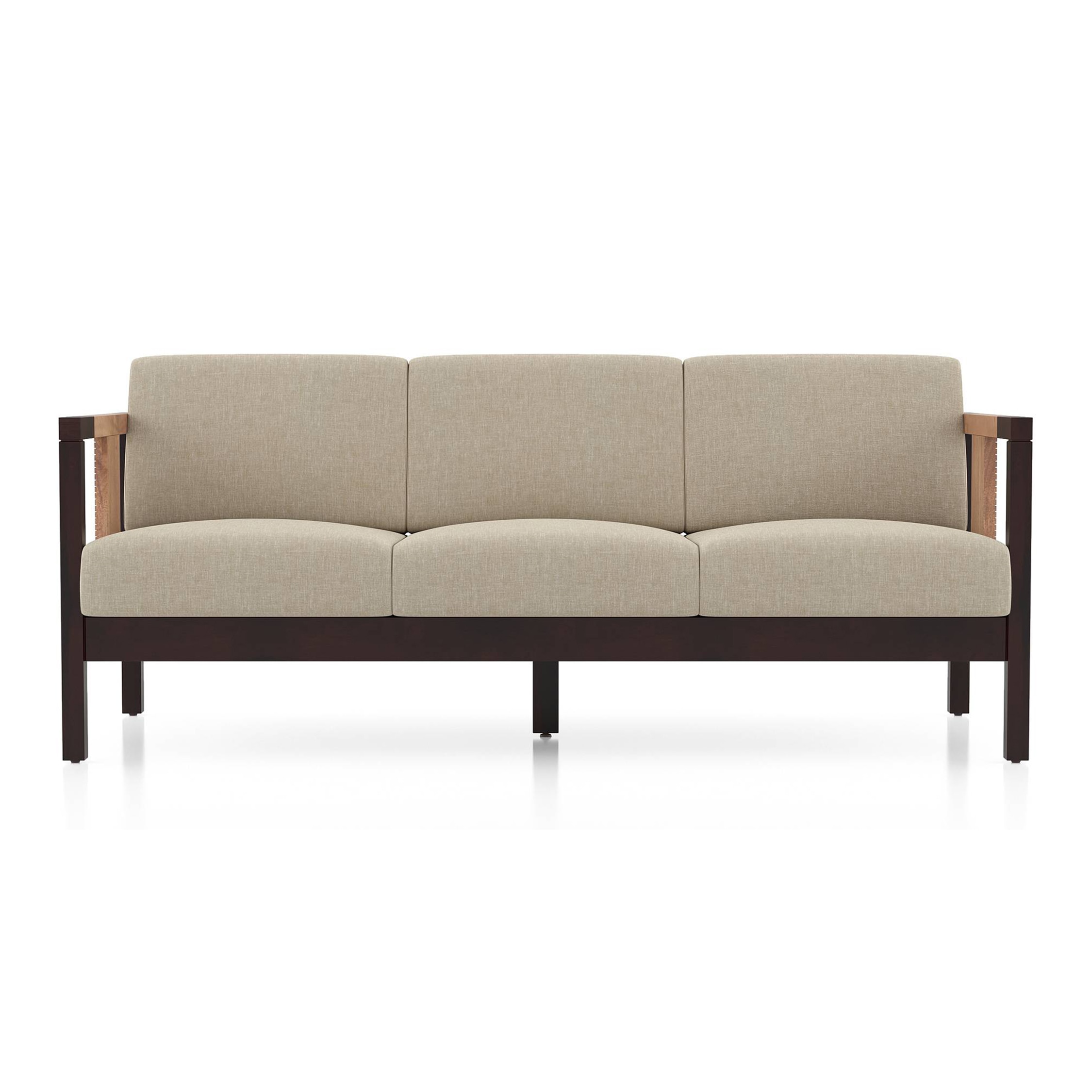Cairo 3 Seater Wooden Sofa (Macadamia Brown)