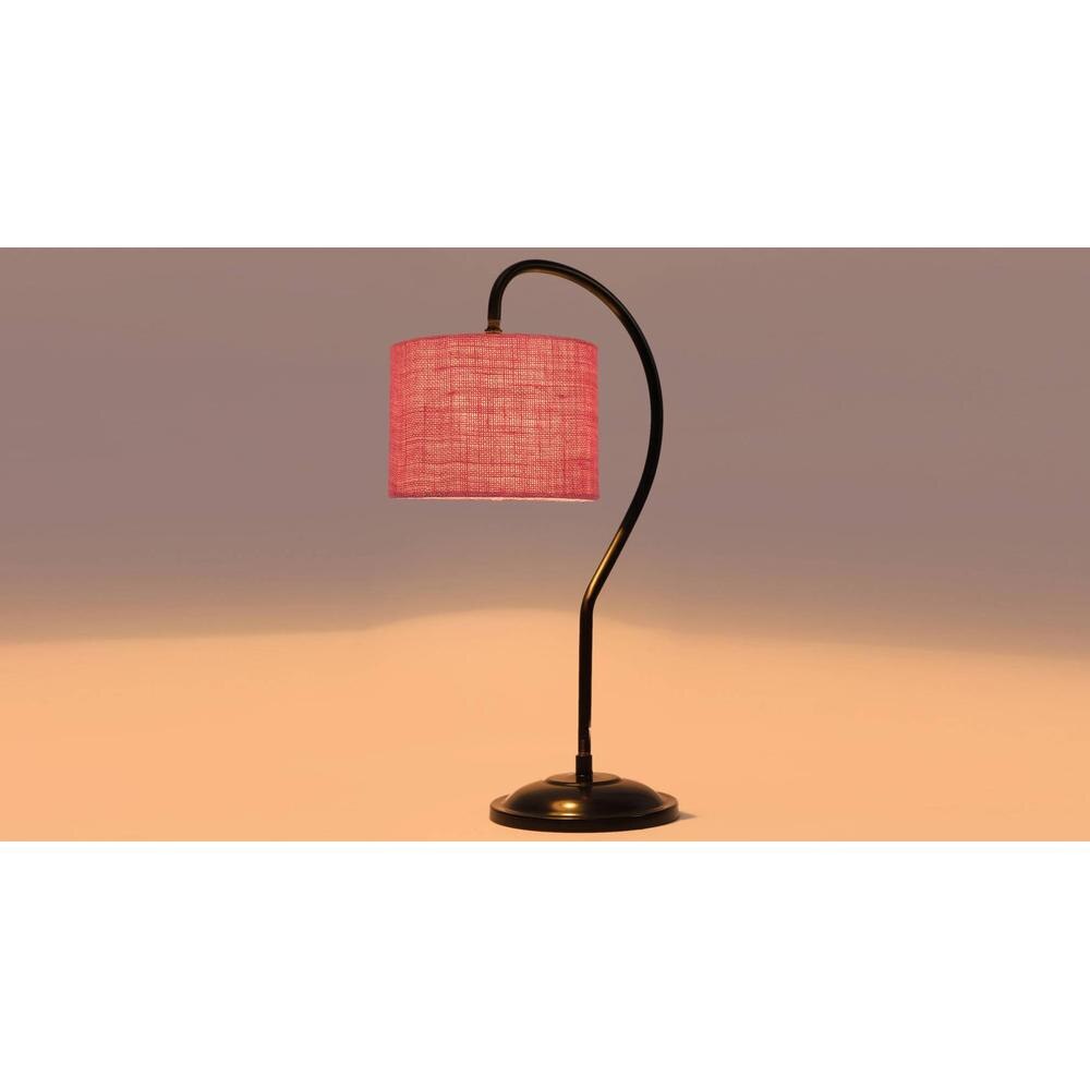 Pink Jute Curvy table lamp with Iron Base (SP10)