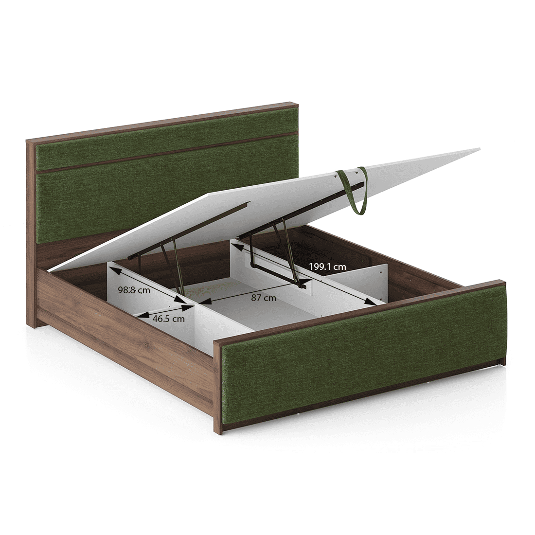 Rio Engineered Wood King Size Hydraulic Storage Bed In Moss Green