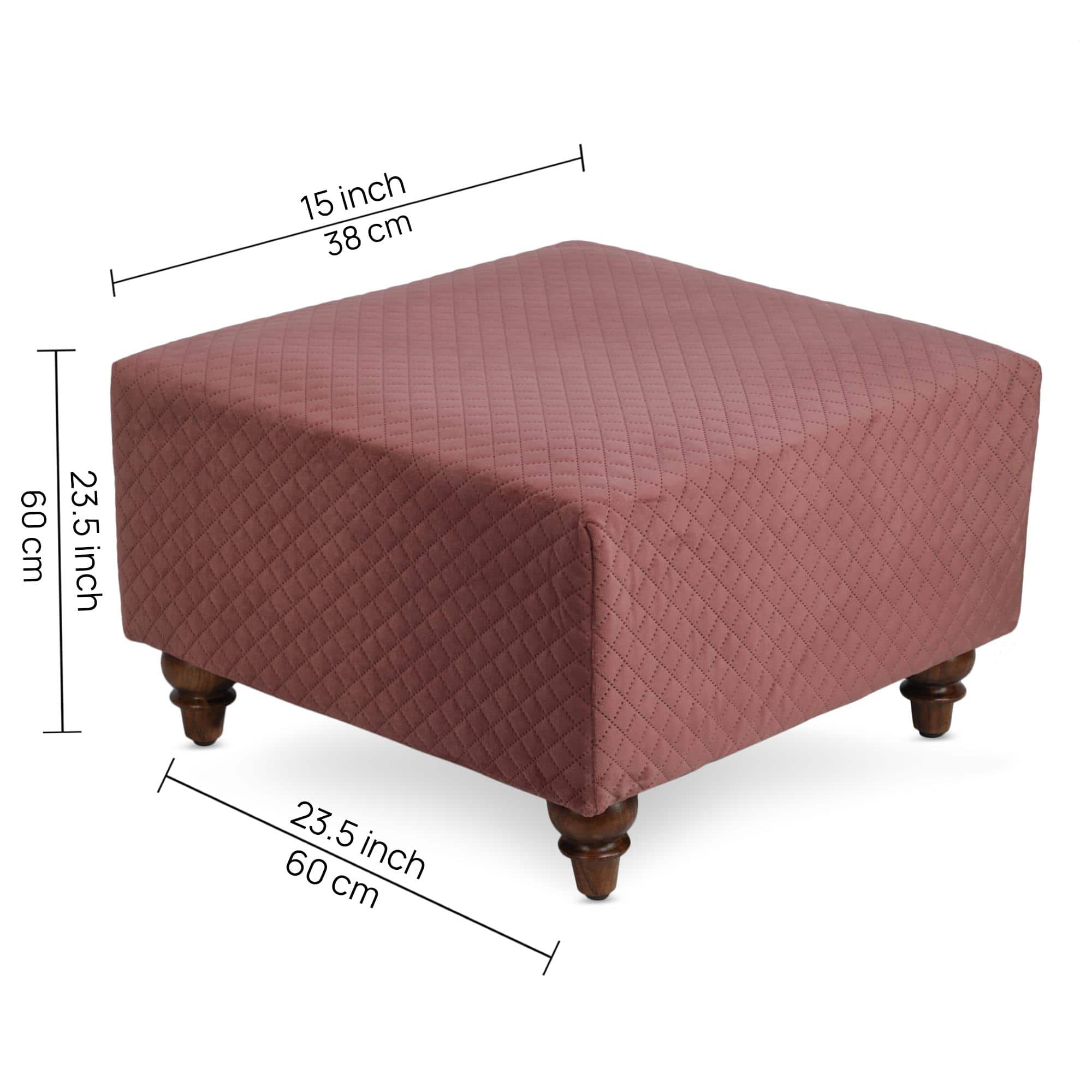 Lucian Solid Wood  Ottomon in  Pink Colour