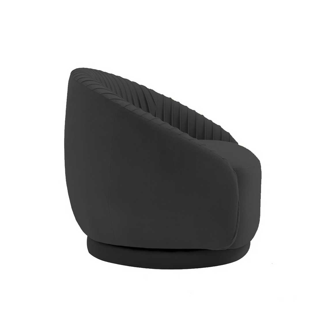 Lorna Swivel Solid Wood Round Chair in Black Colour