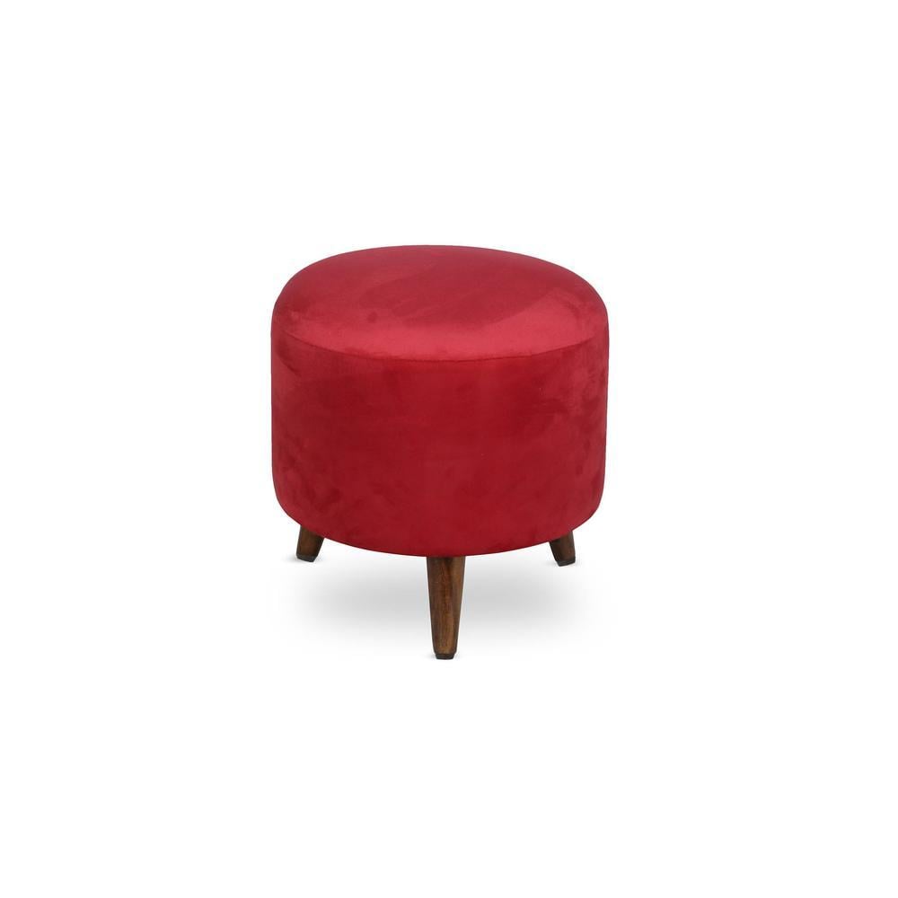 Silas Solid Wood  Ottomon in  Red Colour