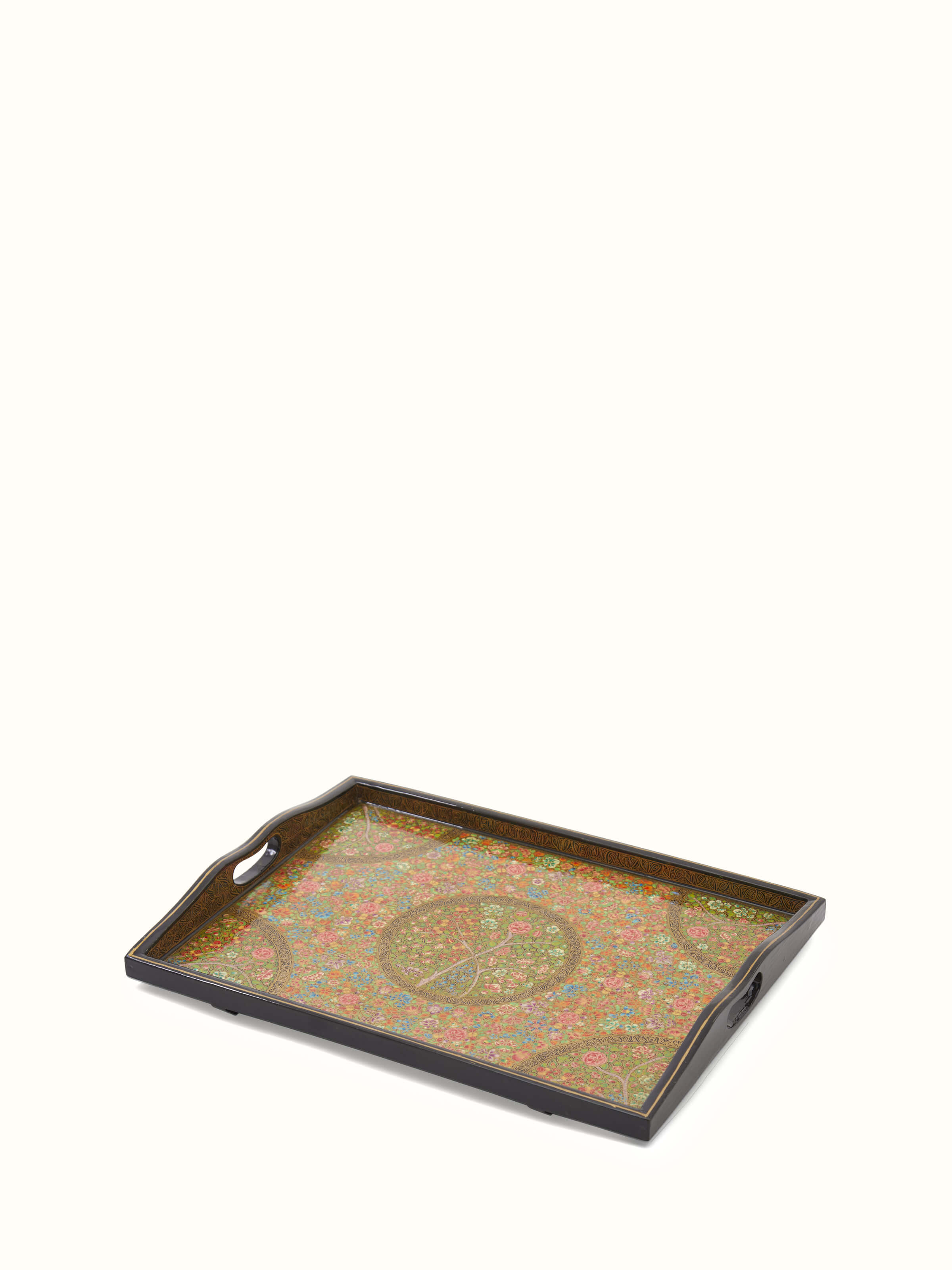 Detailed view of Papier Mache Paper Pulp Decor Trays set of 3 focusing on the design details