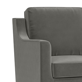 Abbey 2 Seater Fabric Sofa in Ash Grey Velvet Colour