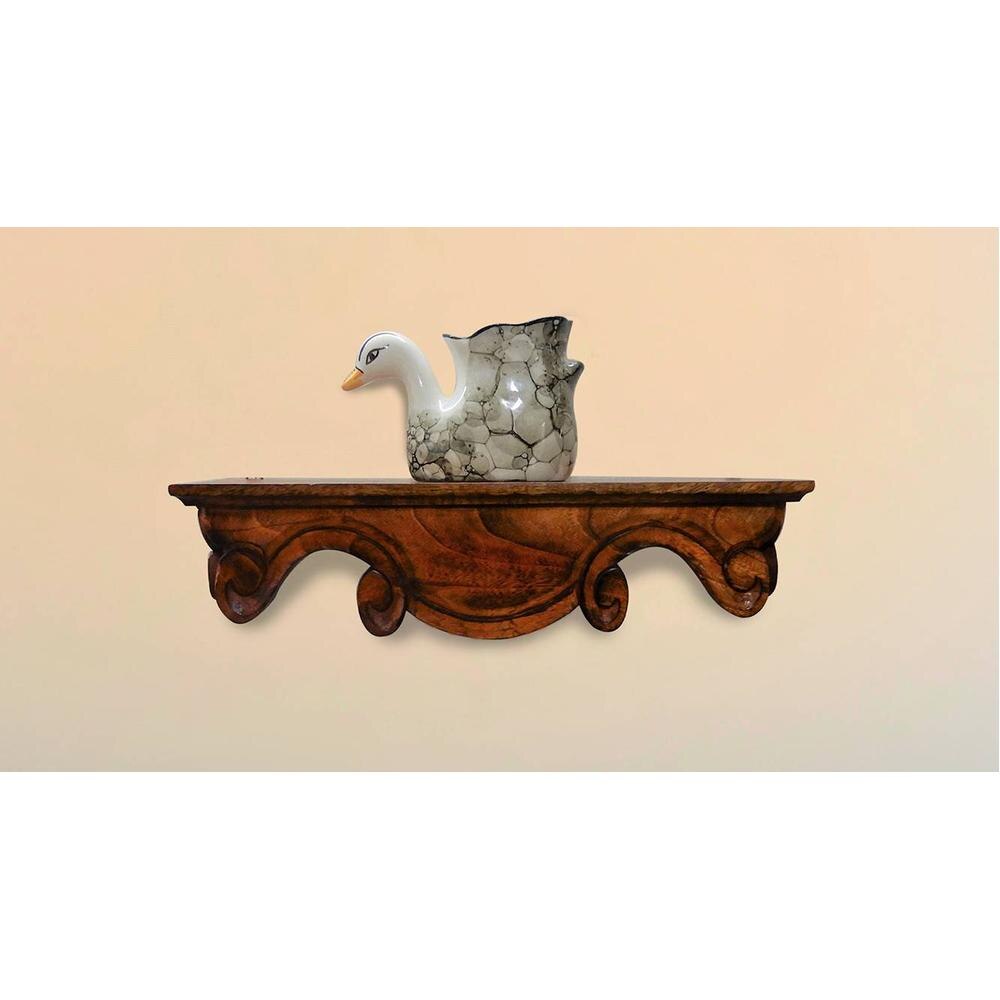 Edna Natural Brown Solid Wood Wal Shelf