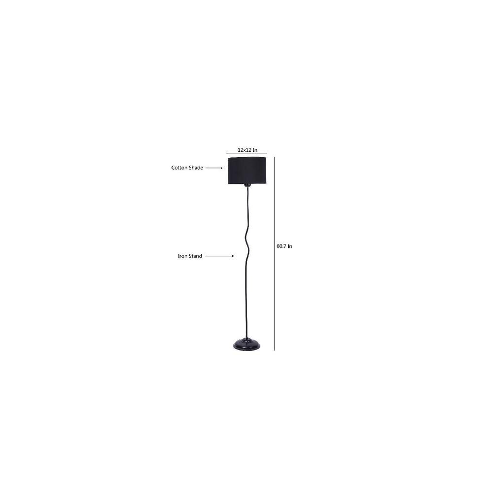 Genesis Black Fabric Floor Lamp with Black Iron Base