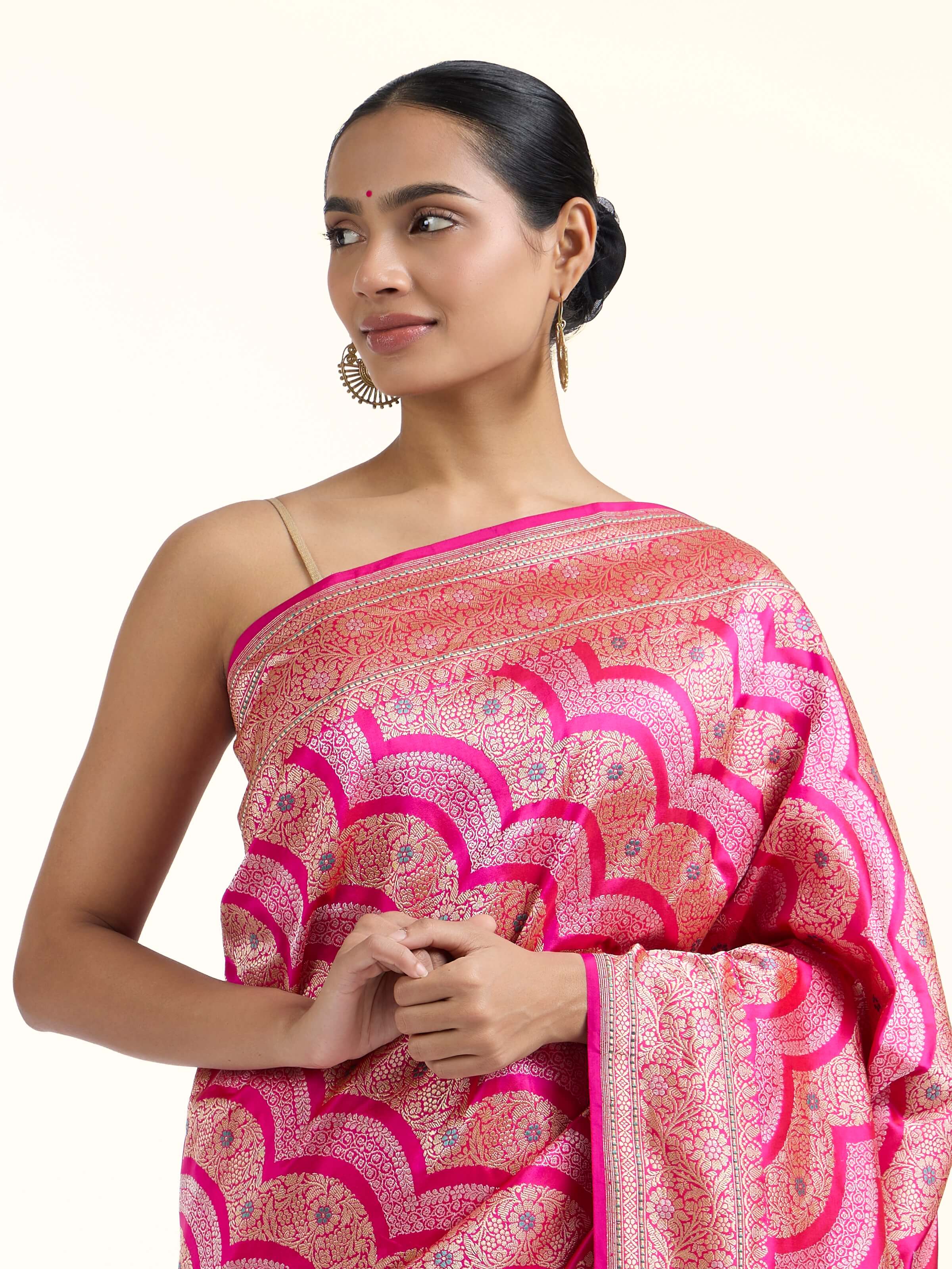 Pink Banarasi Kadhwa Silk Saree