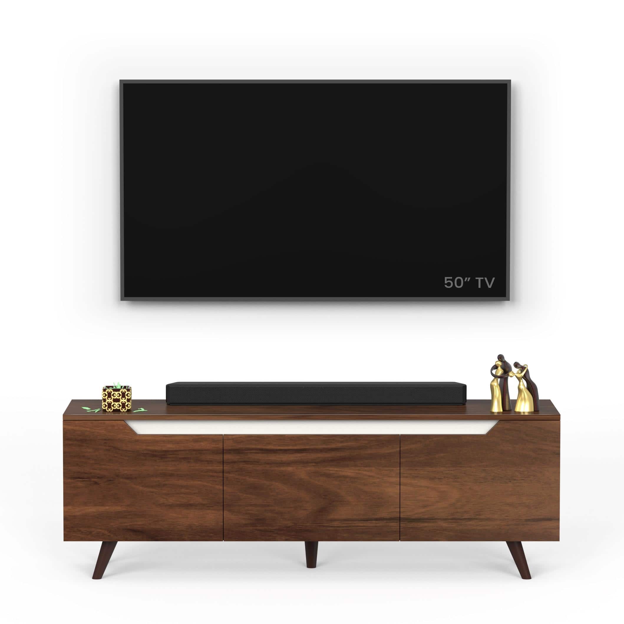 Blesky Mini Engineering Wood Floor Standing Tv Entertainment In Brown Maple Finish